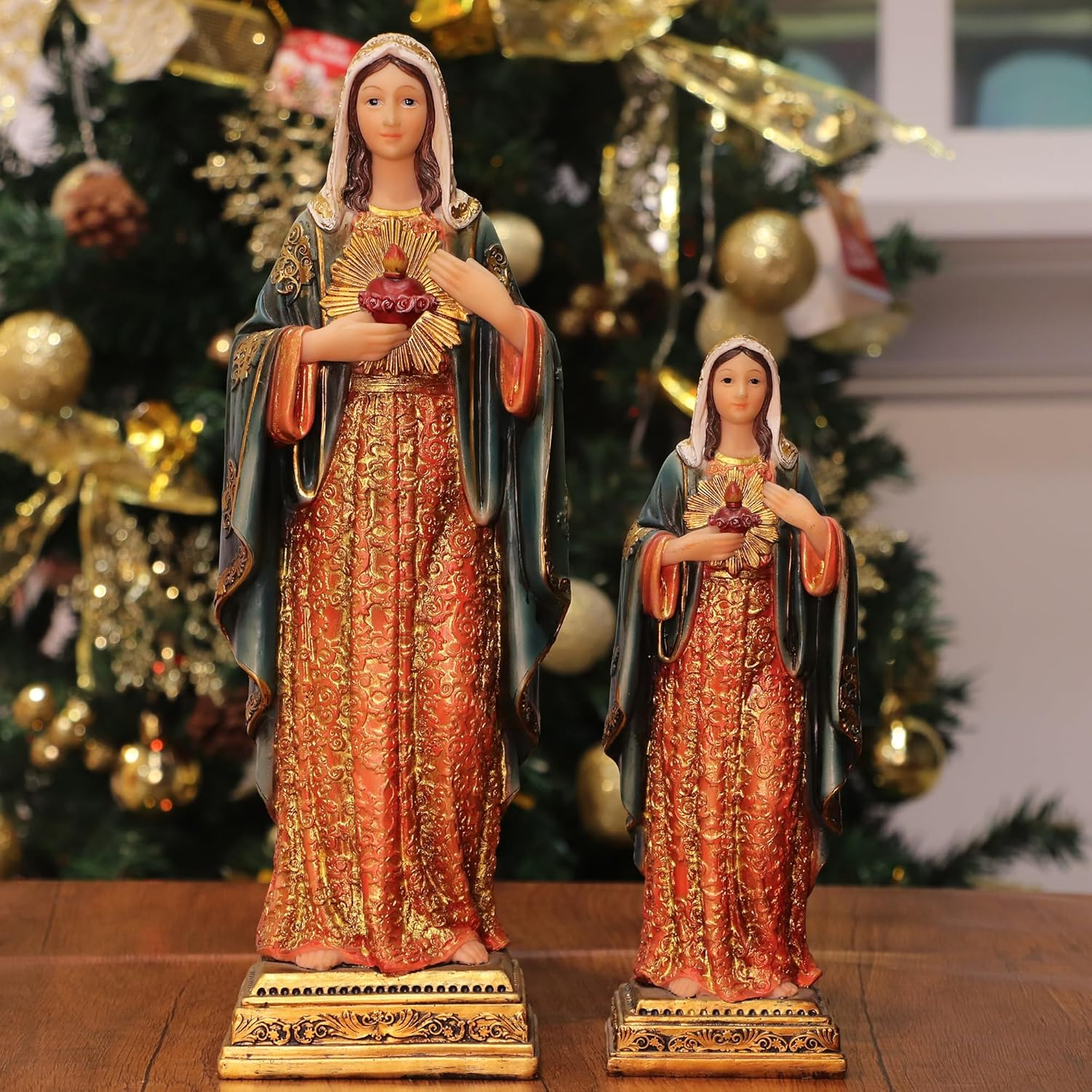 Virgin Mary Statue Sacred Heart Figure Resin Sculpture 11.25 Inch Savior Figurine Catholic Religious Gift Home Chapel Decoration image number 4