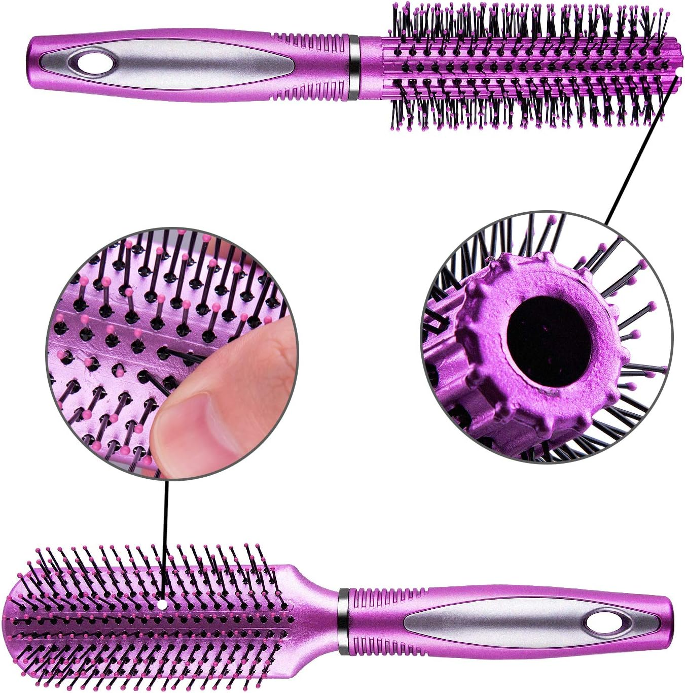 SIQUK 7 Pcs Hair Brush and Comb Set round Brush Paddle Brush Detangle Hair Brush and Combs Wet Dry Brush for Women Men Hair Styling image number 2