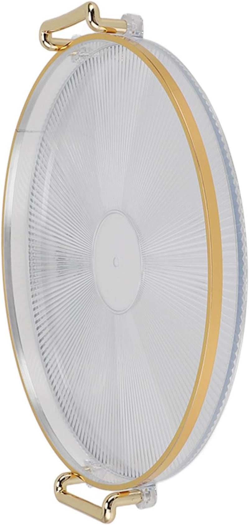 Round Serving Tray with Gold Handles, Elegant PS Material Snack & Dessert Platter for Eating and Entertainment, Easy Clean Surface (27Cm)