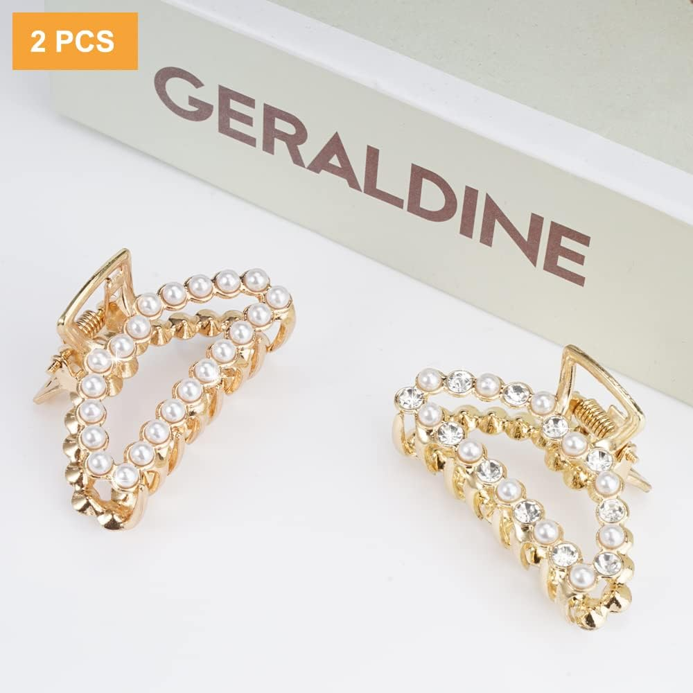 Rairsky Pack of 2 Pearl Hair Clips, Small Hair Clips, Women'S Hair Clip, Metal Hair Clips, for Thick Hair and Thin Hair, Pearl Hair Accessories for Women and Girls, Non-Slip Hair Clips image number 5