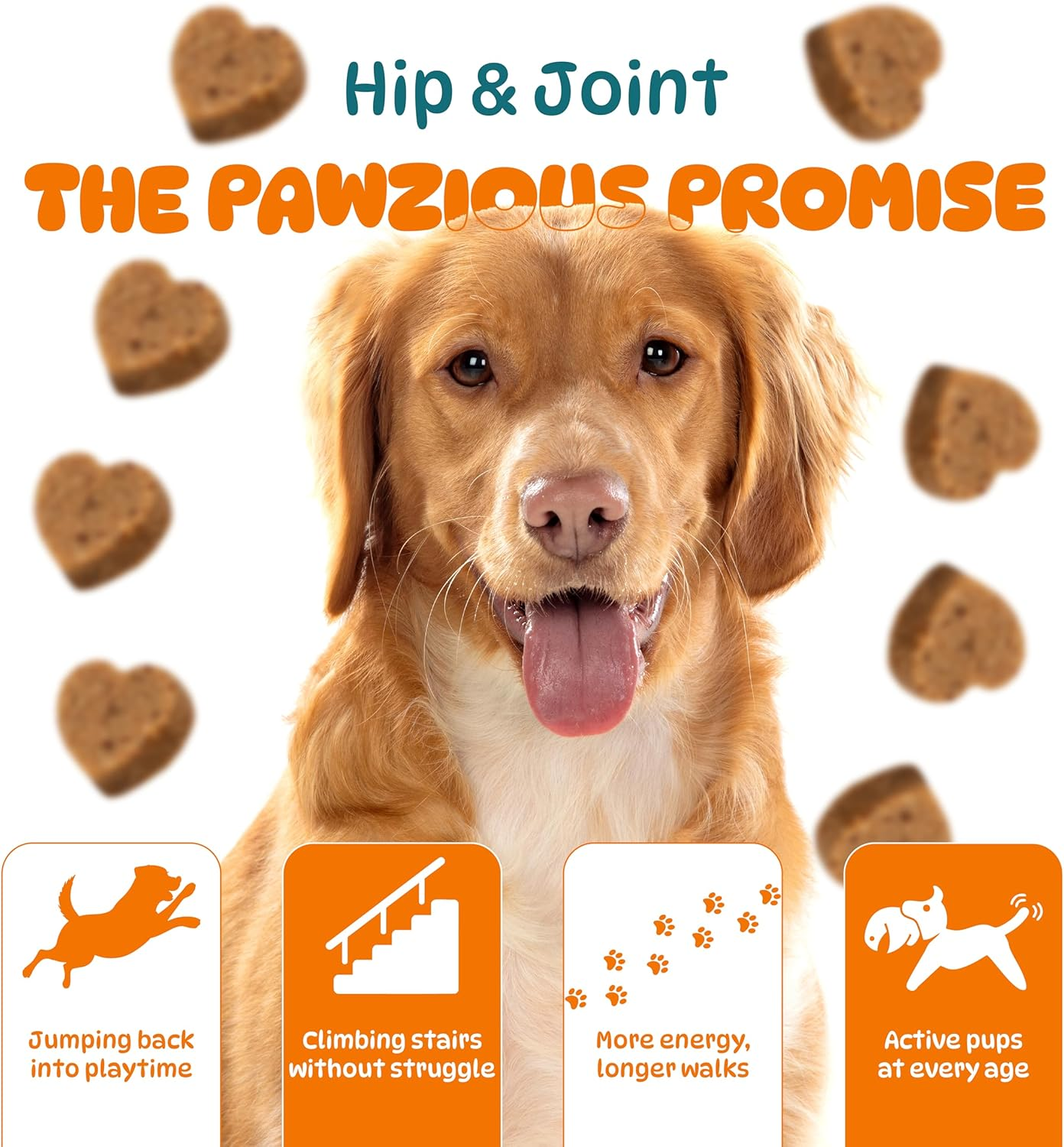 Dog Hip and Joint Supplements, Glucosamine Chondroitin & Green Lipped + Omega-3 & Turmeric + MSM, Treats Improve Joint Function & Mobility in All Ages (Chicken Flavour 100 Chews) image number 4