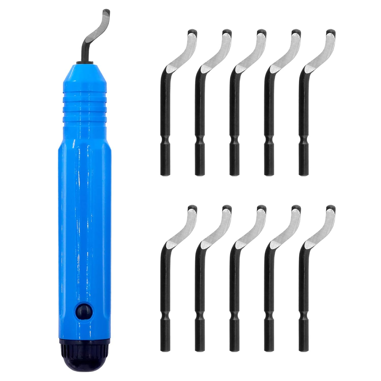 Swpeet 1Pcs Metal Deburring Tool with 10 Pcs Replacement Blades Assortment Kit, Rotary Deburr Blades Set with Handle Debur Knife, Great Burr Remover Hand Tool for Plastic, Wood, Aluminum, Copper image number 1