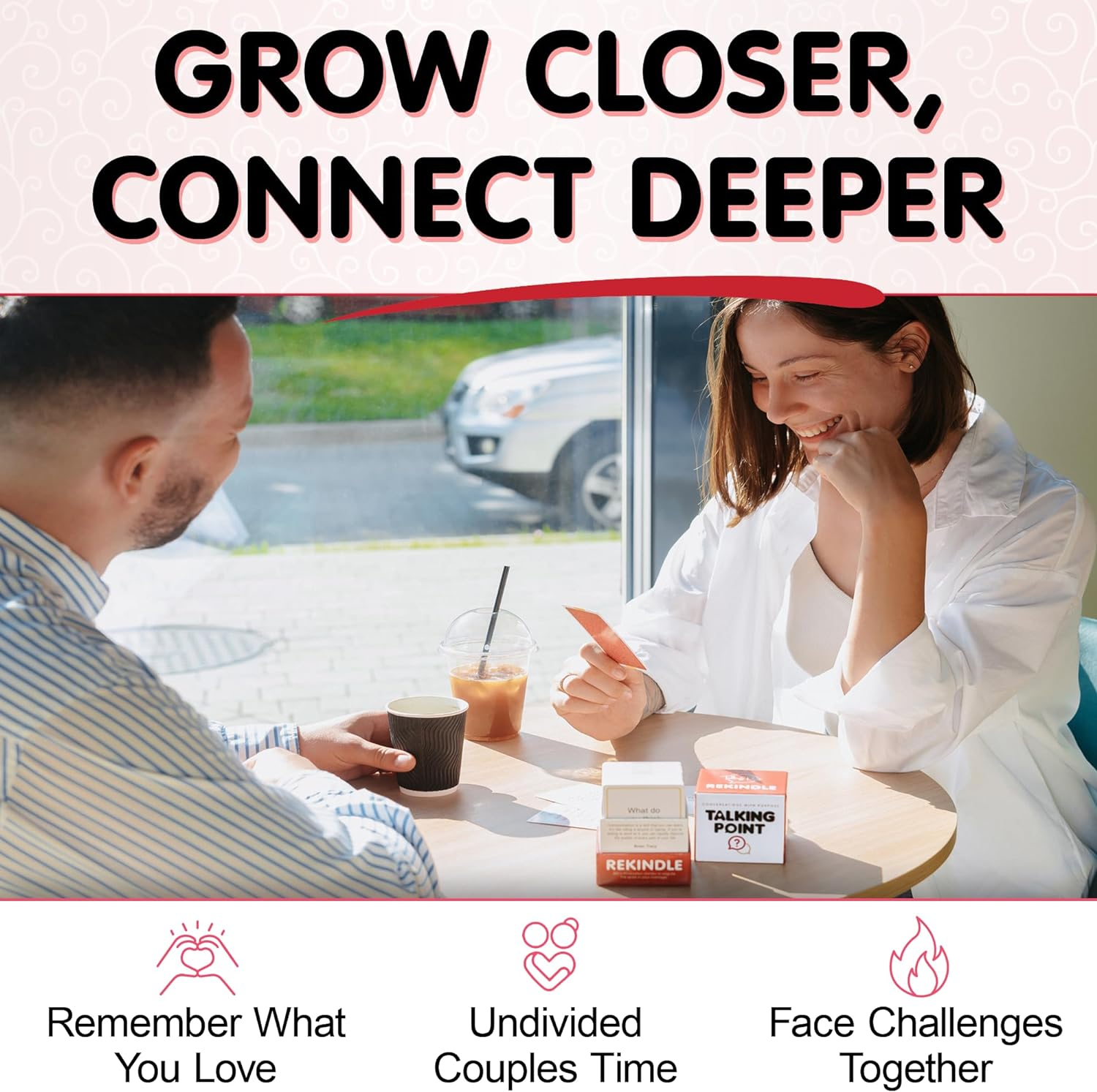 200 Couples Conversation Cards - Rekindle Game for Married Couples - Questions for Long Term Relationships - Fun Topics Build Intimacy & Strong Bonds - Road Trips, Anniversary, Date Night image number 1