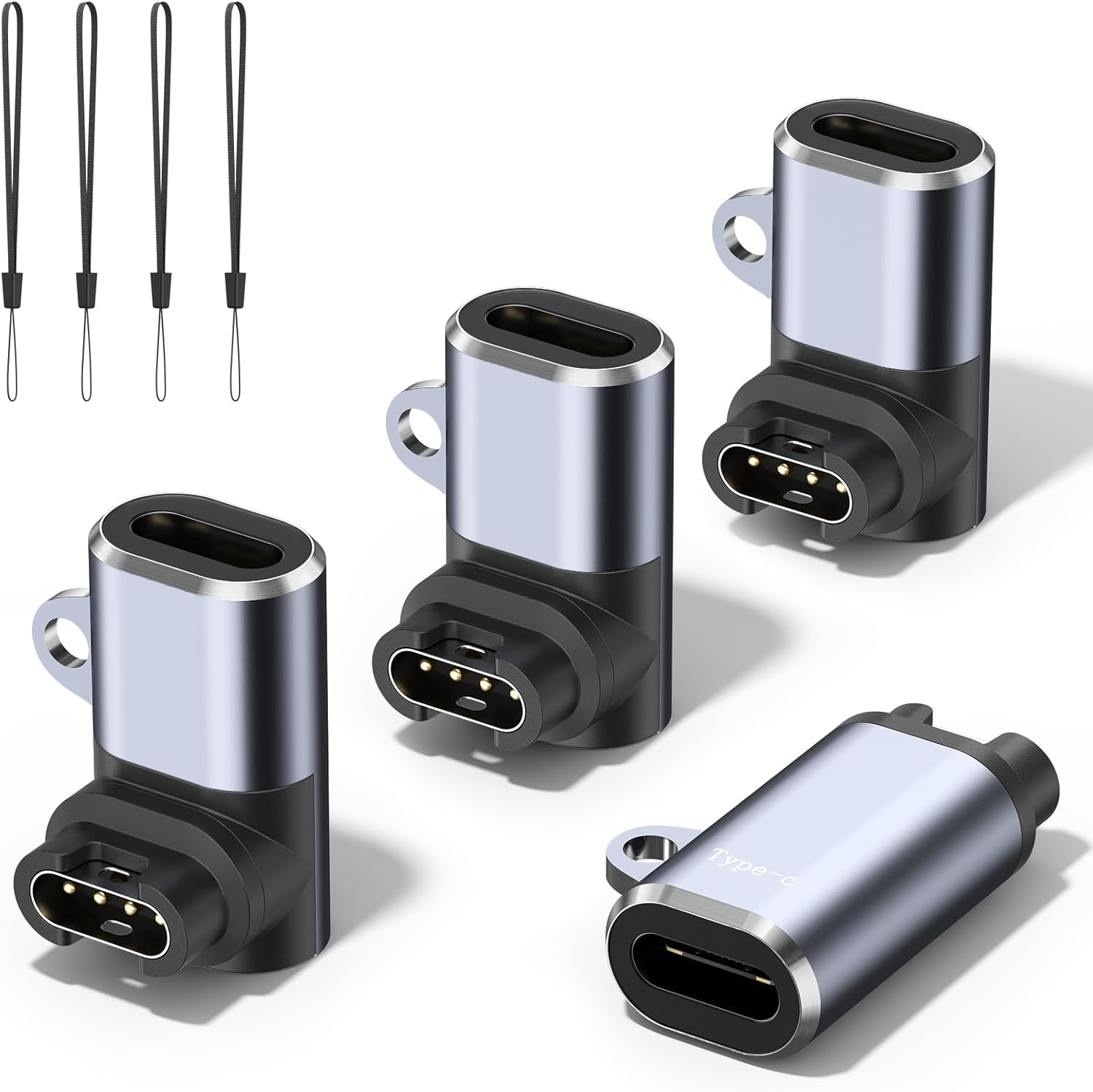 USB-C Watch Charger for Garmin Watch 4 Pack, USB C Garmin Charging Converter for Fenix 8 7 7S 7X 6 5 5S Plus/5 Plus/5X plus E Pro Solar (Space Gray, L Type+Straight Type) image number 3