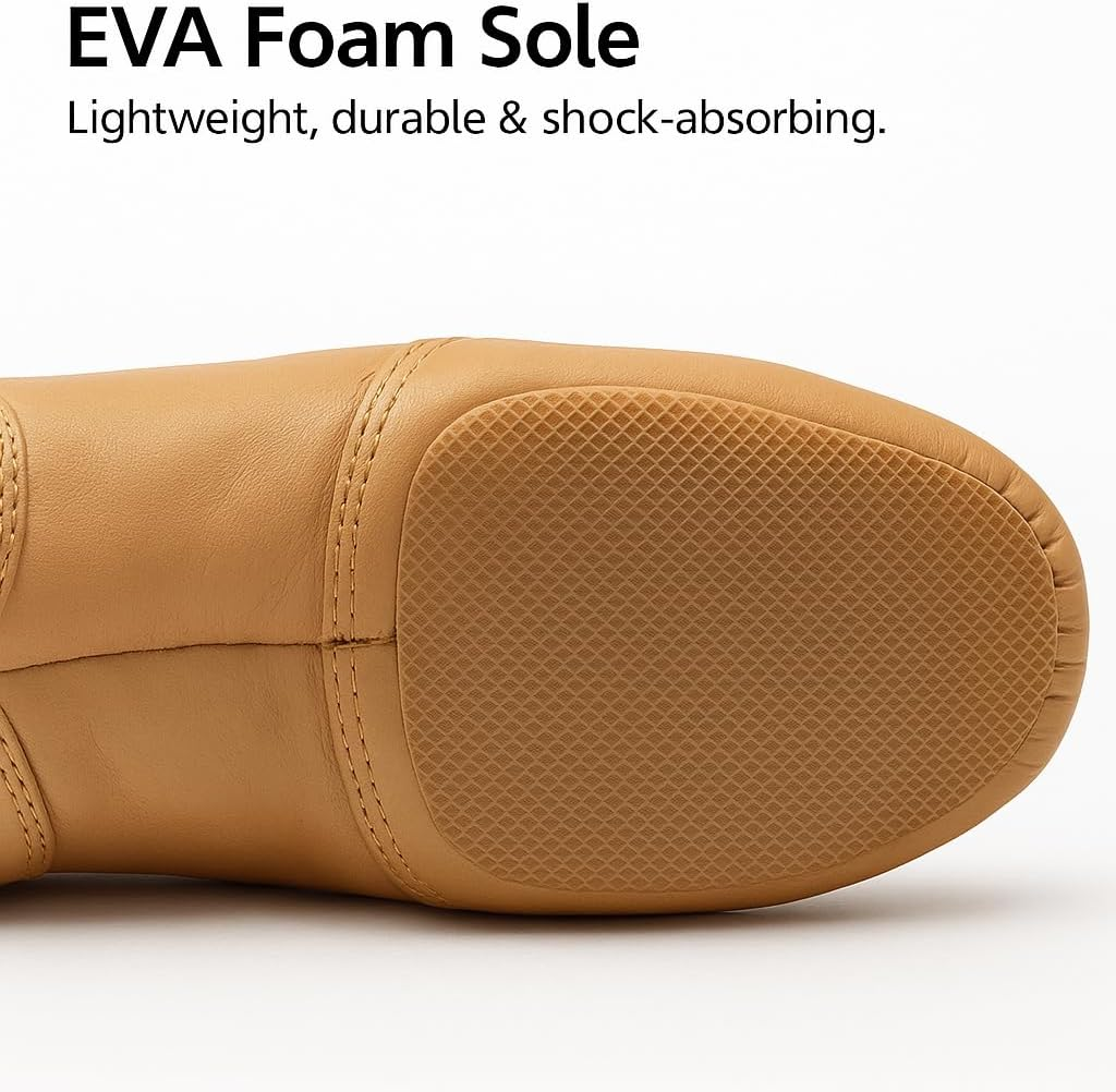 Jazz Shoes for Girls: Leather Dance Shoes for Women - Slip-On Dancing Shoe for Unisex Adult and Boys image number 3