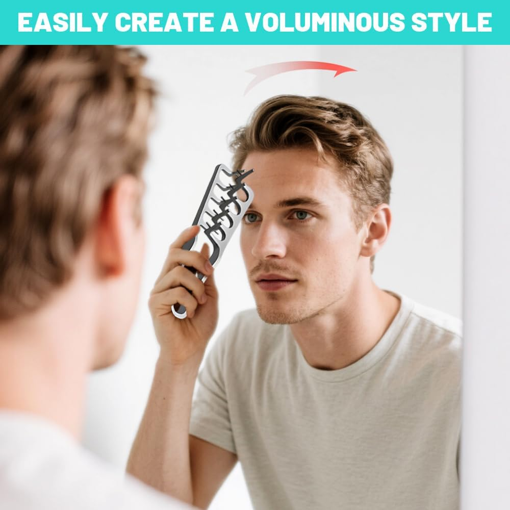 HMCEY 2 Texture Comb Structure, Wide Styling Comb for Men and Women, Hair Comb Hairdresser, Parting Comb, Coarse, Volume Comb Curls, Wave Comb Barber, Tooth Comb, Hair Comb Wide Tooth, Texturising image number 5