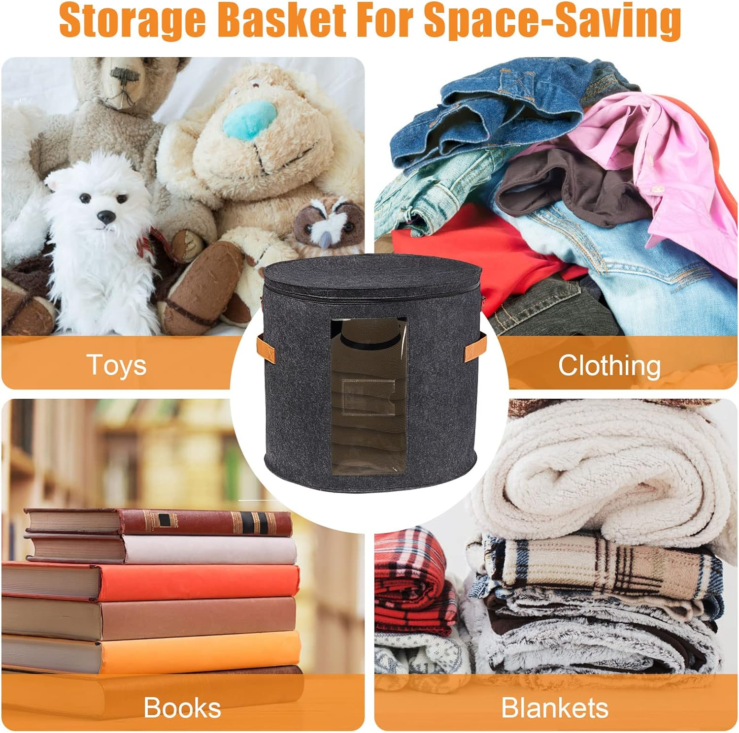 Large Storage Box for Women & Men, Travel Hat Box with Lid, Foldable round Cowboy Hat Organizer for Carrying & Storing Various Types, 19" D X 17" H image number 2