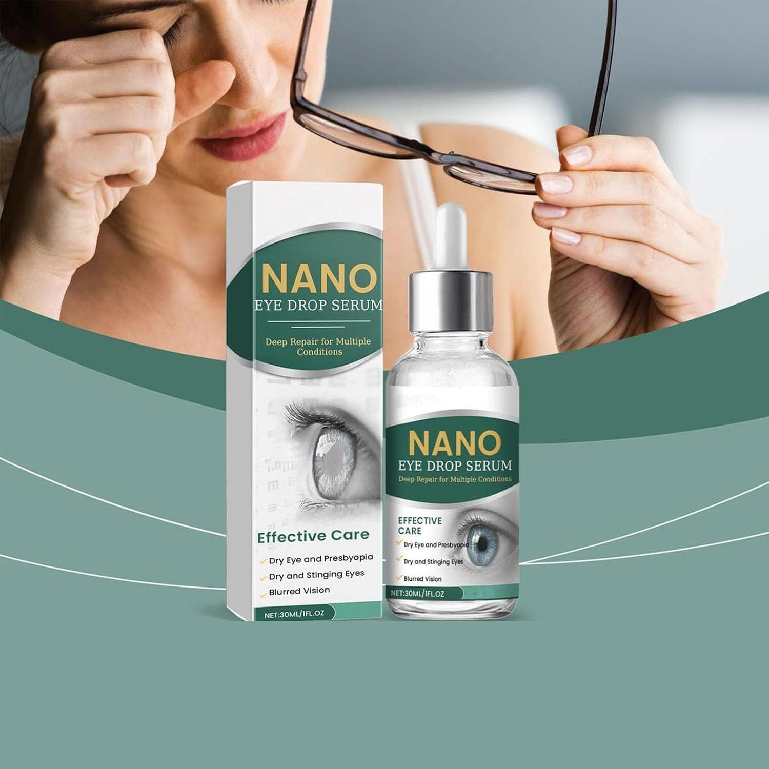 Nano Eye Drops Serum, Natural Lubricant Eye Drops for Dry Eyes, Relieves Symptoms of Presbyopia, Tired, Stressed & Moisturizing (3Pcs) image number 6