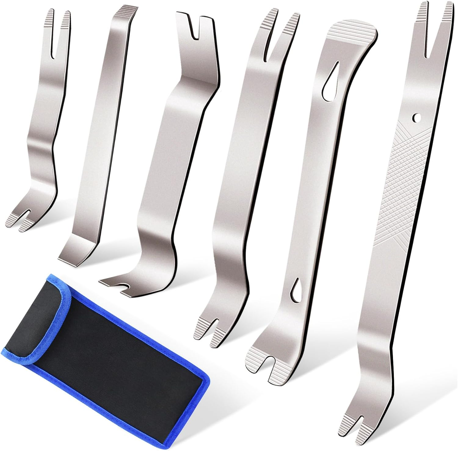 6Pcs Metal Trim Removal Tool, Auto Pry Tool Kit Trim Removal Tool Set for Vehicle Door Panel (Black)