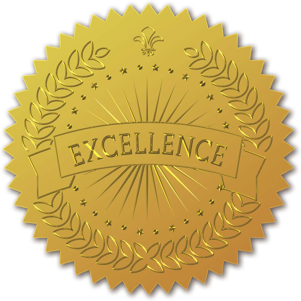 CRASPIRE Gold Foil Certificate Seals Excellence Self Adhesive Embossed Seals Gold Stickers 100Pcs Medal Decoration Labels for Envelopes Diplomas Certificates Awards Graduation image number 6