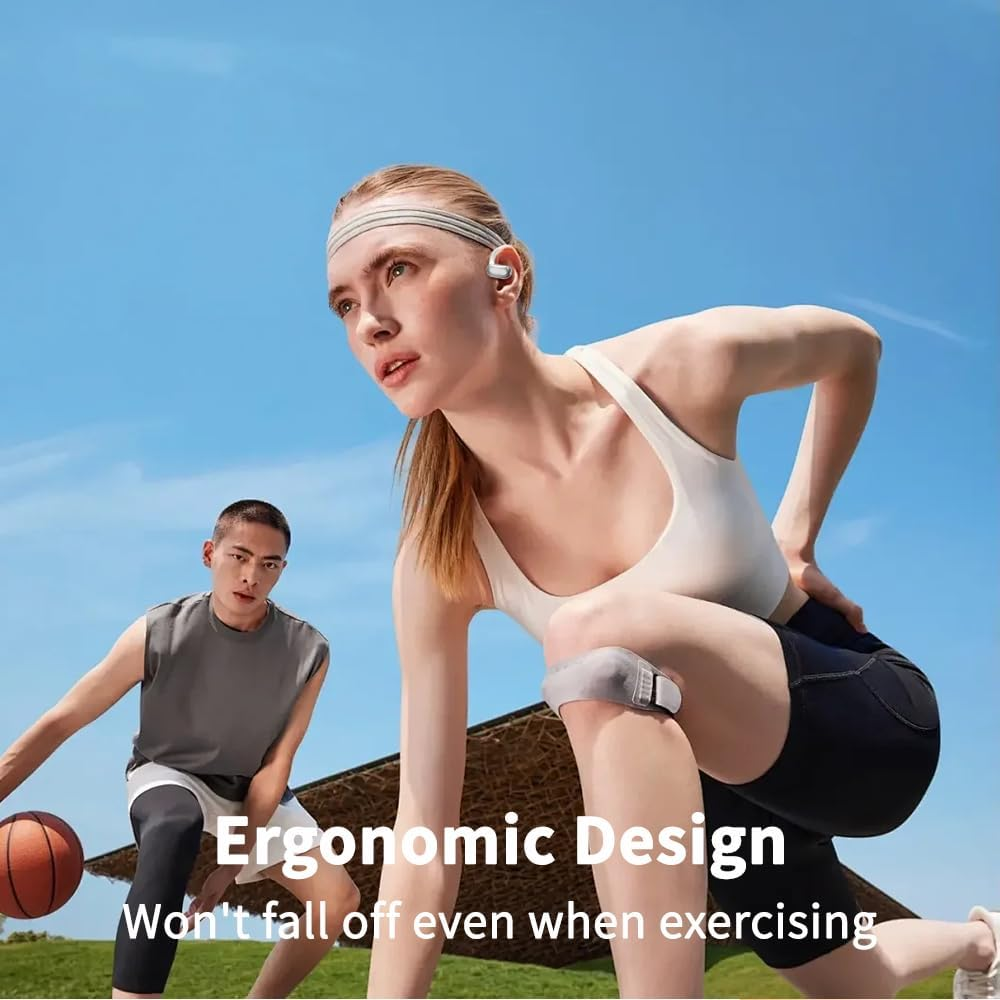 Slub Open Ear Bluetooth Headset, Bluetooth Wireless Sports Headset, Air Lining, Bluetooth 5.3, IPX5 Waterproof for Running, Fitness and Gaming (Black) - Black image number 6