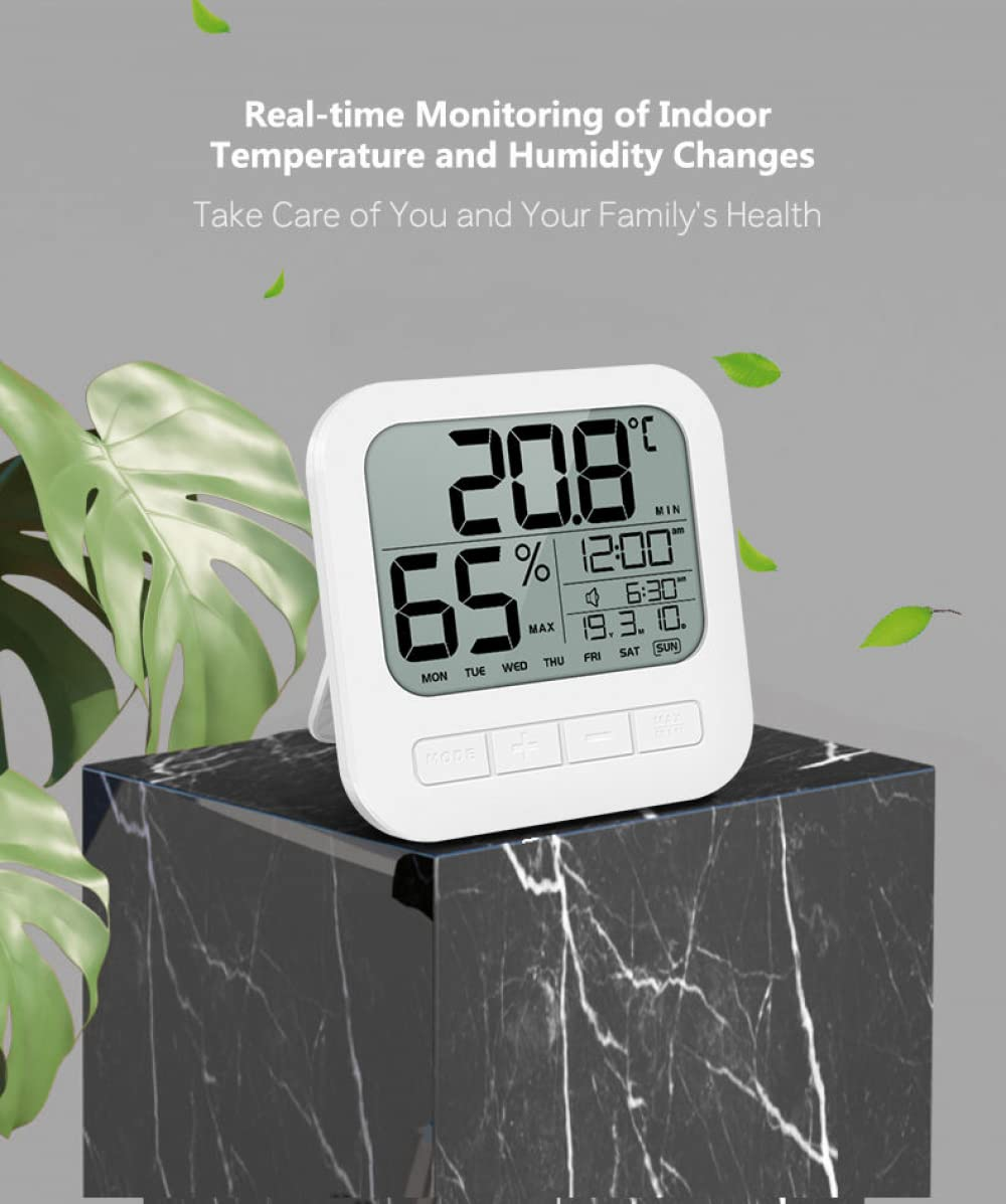 Indoor Digital Thermometer Hygrometer, Accurate Room Temperature Gauge Humidity Monitor with Alarm Clock- Easy to Read, Max/Min Records, LCD Display for Home Office image number 3