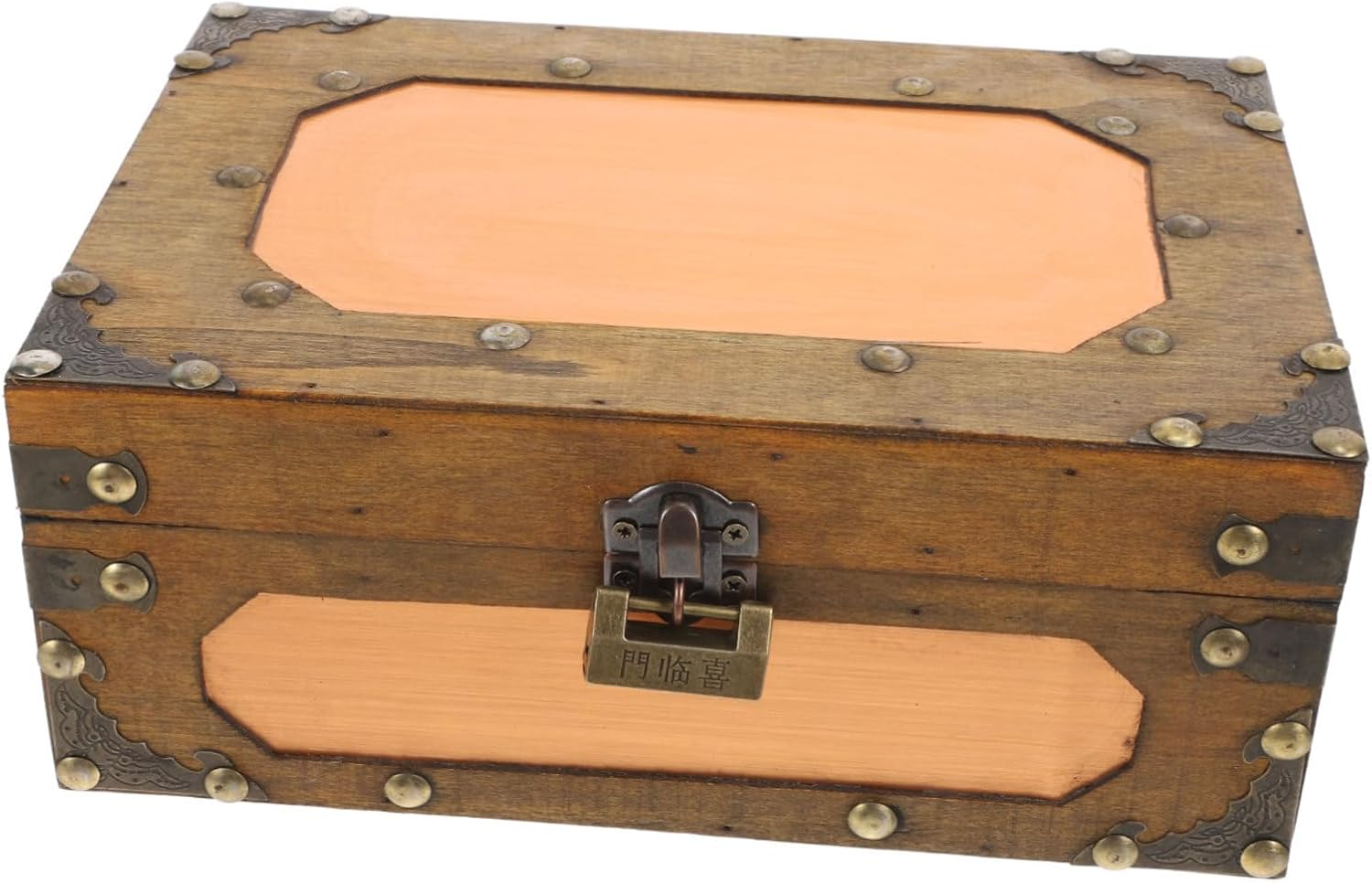 Retro Wooden Keepsake Chest Vintage Style Treasure Box with Hinges and Lock for Jewelry Decorative Storage for Home Decor and Photography Props Antique Design for Boy Girl And image number 2