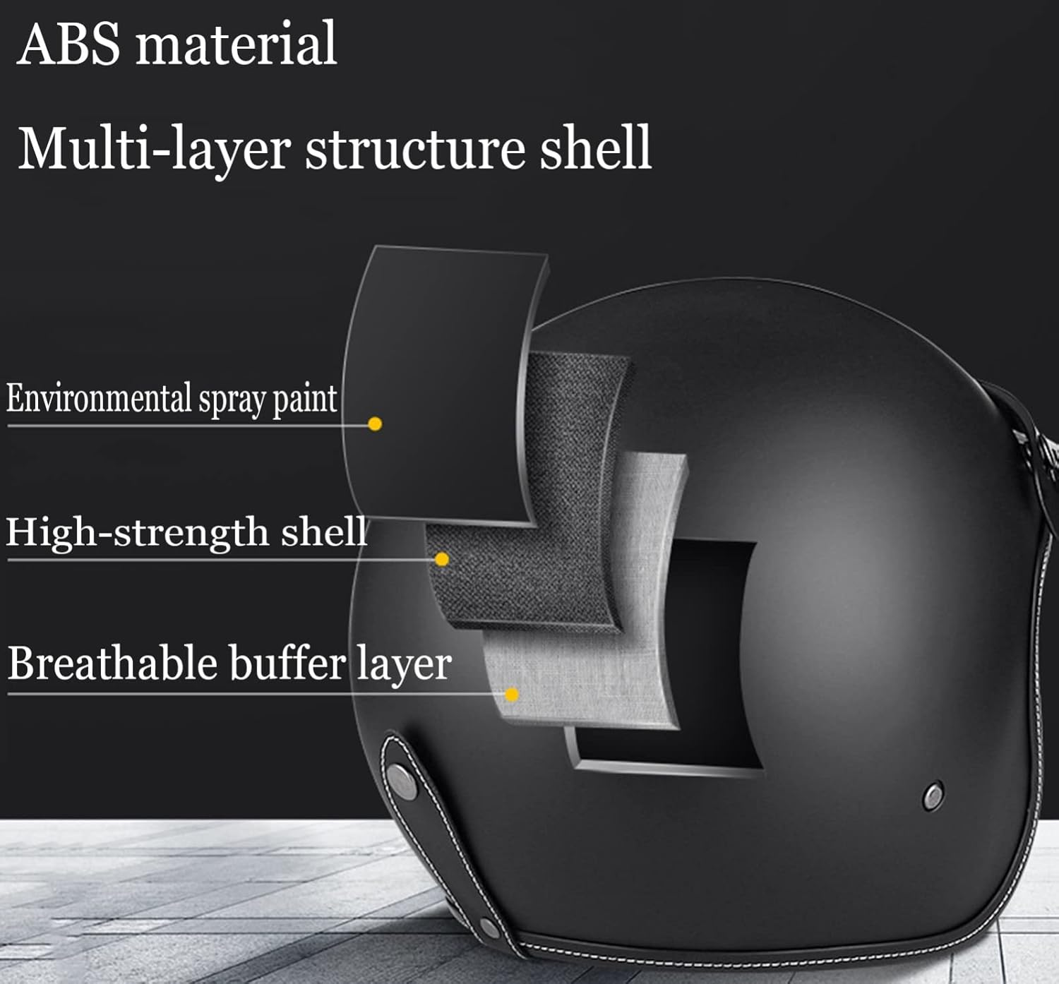 3/4 Open Face Motorcycle Helmet Retro Jet Motorbike Protective Helmet DOT Certified Half-Covered Helmet for Men Women Scooters Outdoor Off-Road ATV Matte Black,Xxl image number 4