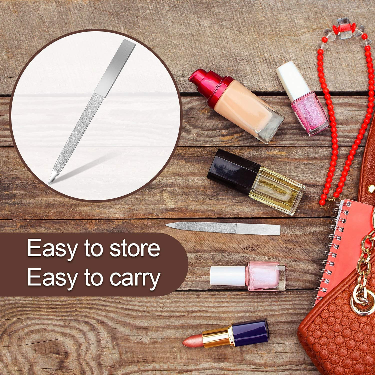 Mudder 3 Pcs Diamond Nail File Set Stainless Steel Double Side Nail File Metal Sapphire Buffer Manicure Files Natural Nails Emery Boards for Salon Home and Travel Women(Silver) image number 4