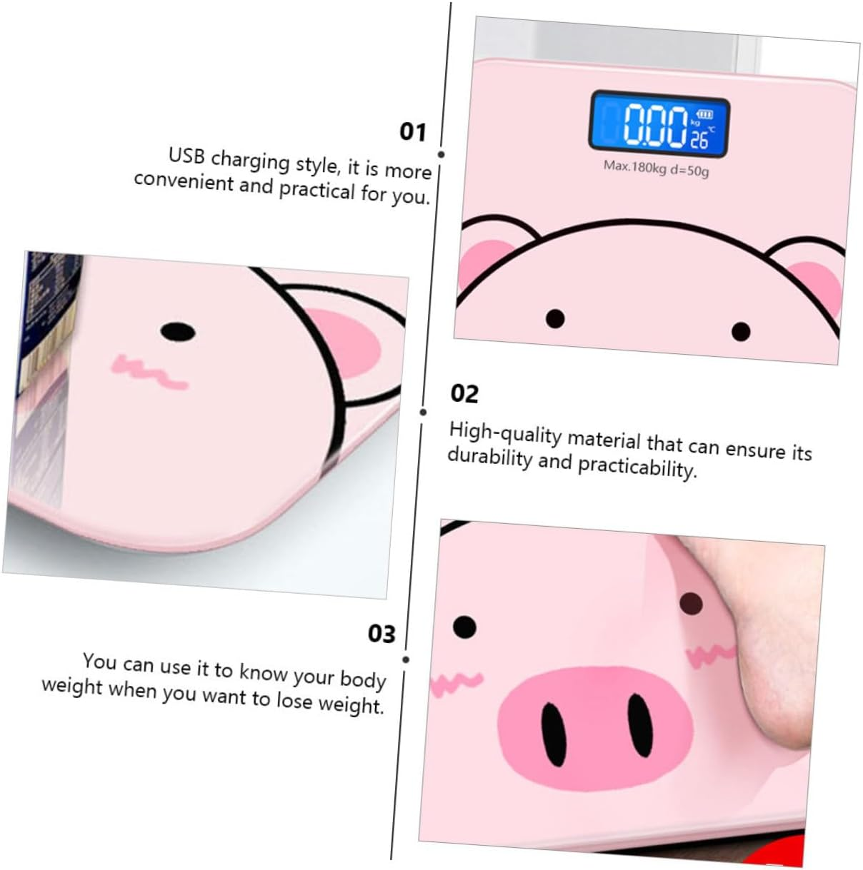 Healeved 1Pc Cartoon Electronic Body Scale with Usb Charging Tempered Accurate Measurement for Home Use Present for Enthusiasts image number 3