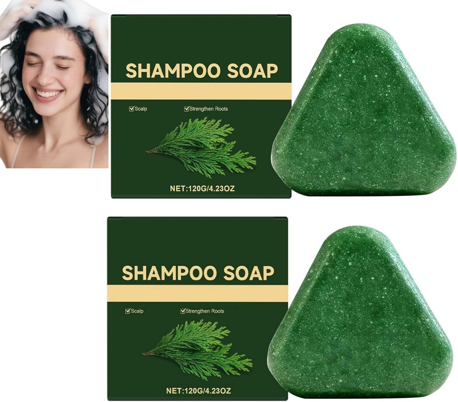 Shampoo Soap Bar for Scalp Care, Moisturizes & Strengthens Hair Roots, Travel-Friendly, Gentle and Mild,Leaves Hair Soften, Smoothing and Easy to Style, Fitting All Hair Types (4PCS)