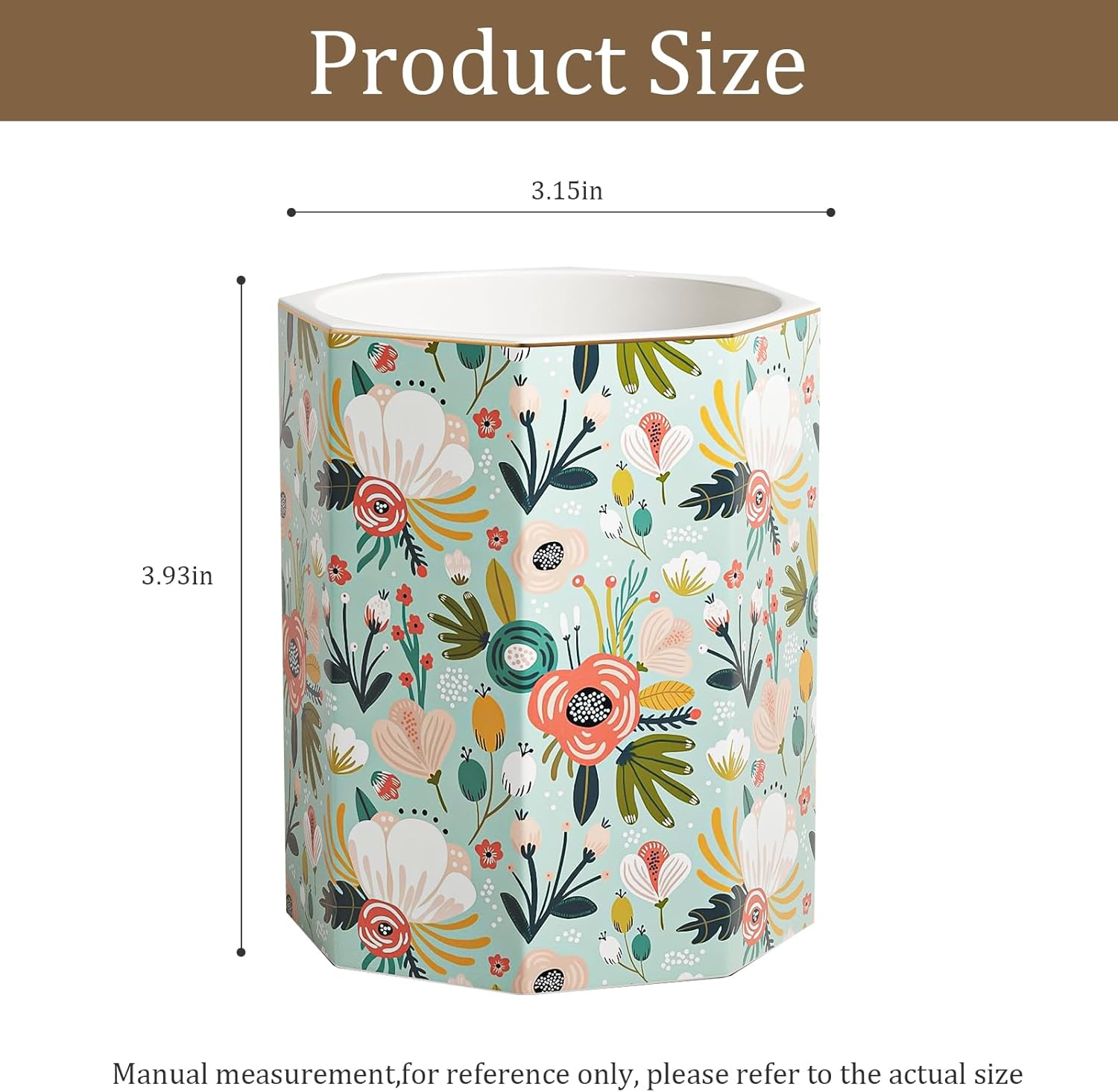 SZXYCZL Pencil Pen Holder Cup Desk Accessories,Beautiful Makeup Brush Holder Makeup Organisers,Durable Stand Desk Organizer Storage for Office Classroom Home-Green Flower image number 1