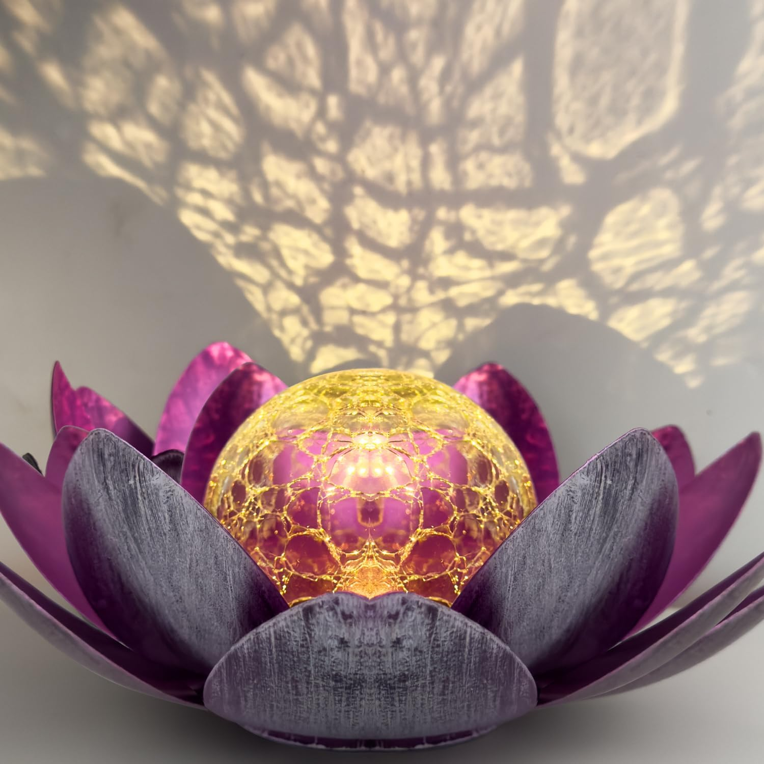 Kyduu Outdoor Retro Lotus Lamp, Solar Powered, Purple, Metall, LED, Waterproof, Floor Lamp