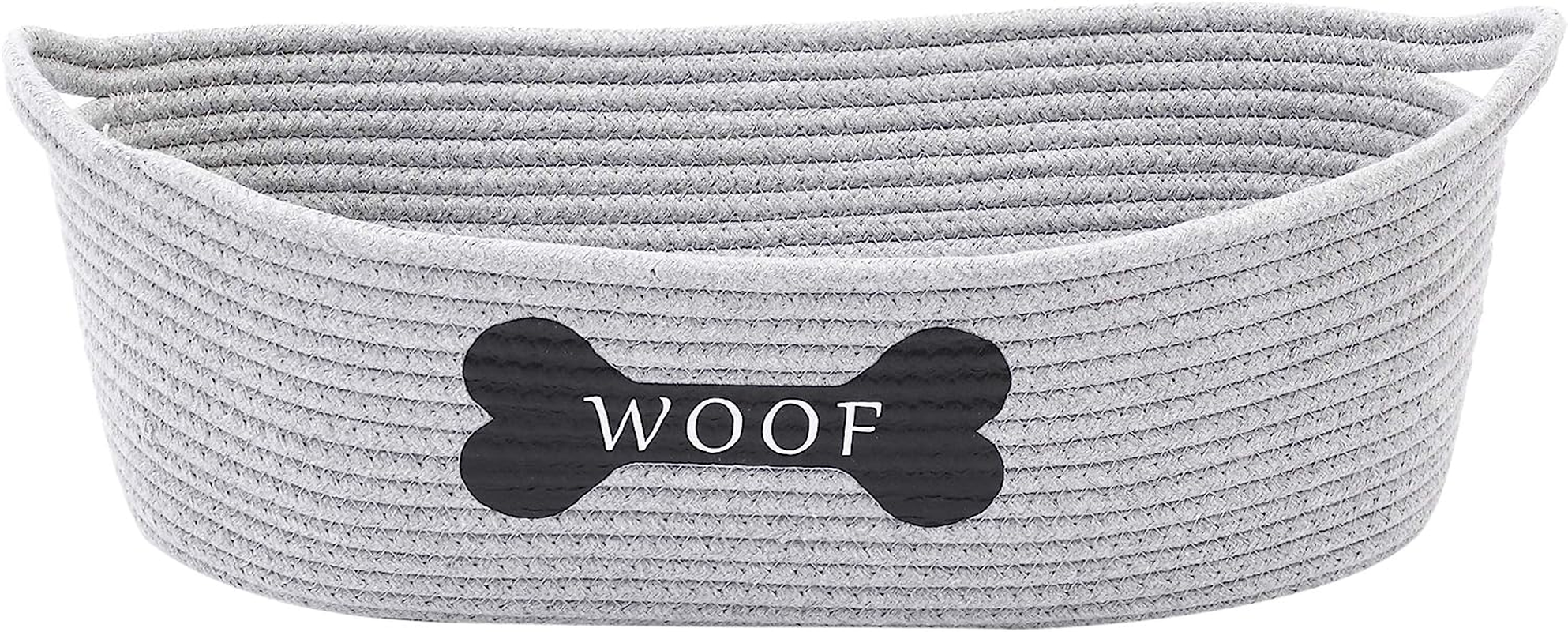 Cotton Rope Dog Toy Box with Handle, Pet Toy Basket(Grey), Puppies Bed, Toy Dog Storage - Perfect for Organizing Puppy Small Dogs Toys, Treats, Blankets, Leashes, Coats - Grey image number 6