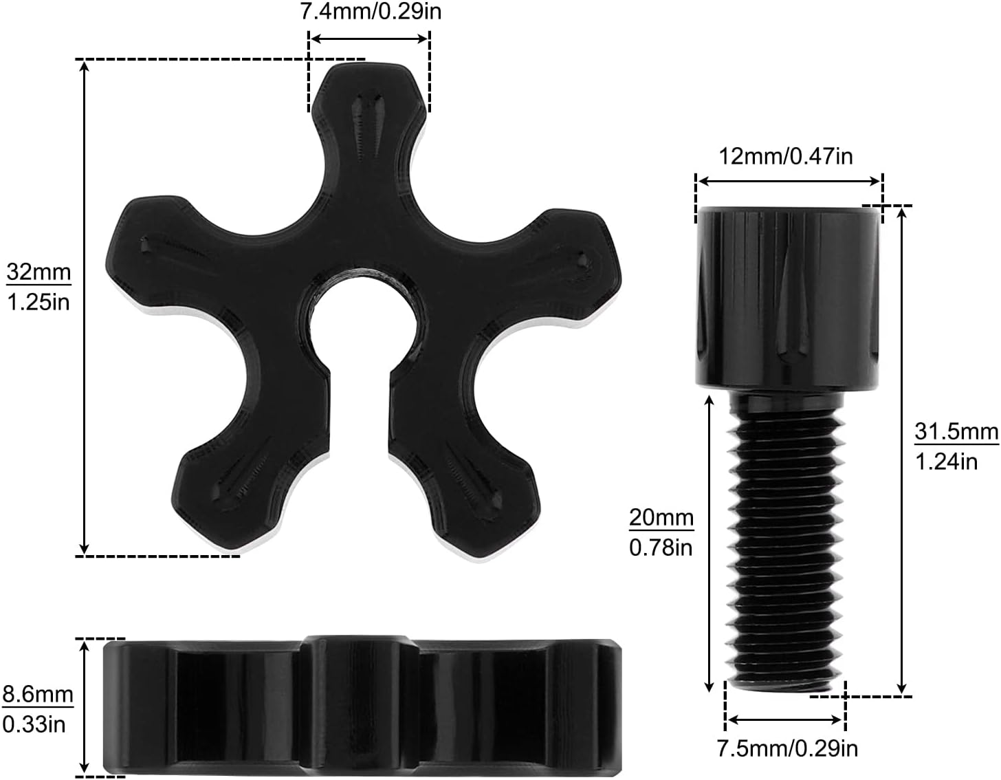 Windance 2 Pack M8 Clutch Cable Adjustment Screws, Motorcycle Brake Wire Adjuster, CNC Aluminum Slotted Screws Fit for AR125LC / EN500 / GPX250 ATC UTV Sport Bike (Black) image number 6