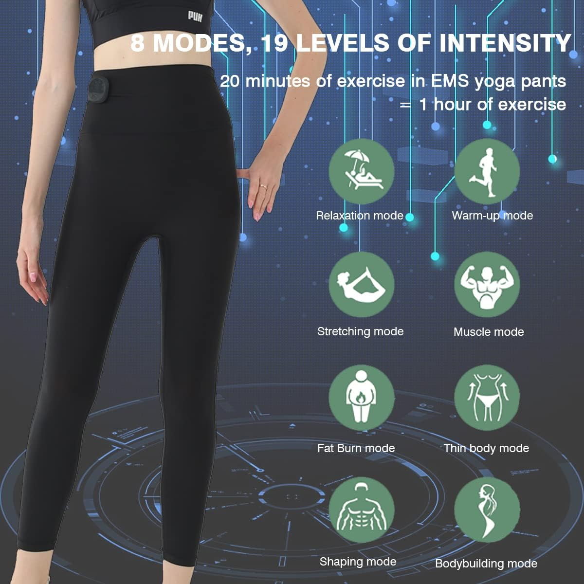High Waist Yoga Pants with EMS Rechargeable, Buttock Ultimate EMS Stimulator for Women 8 Modes 19 Intensity Levels image number 5