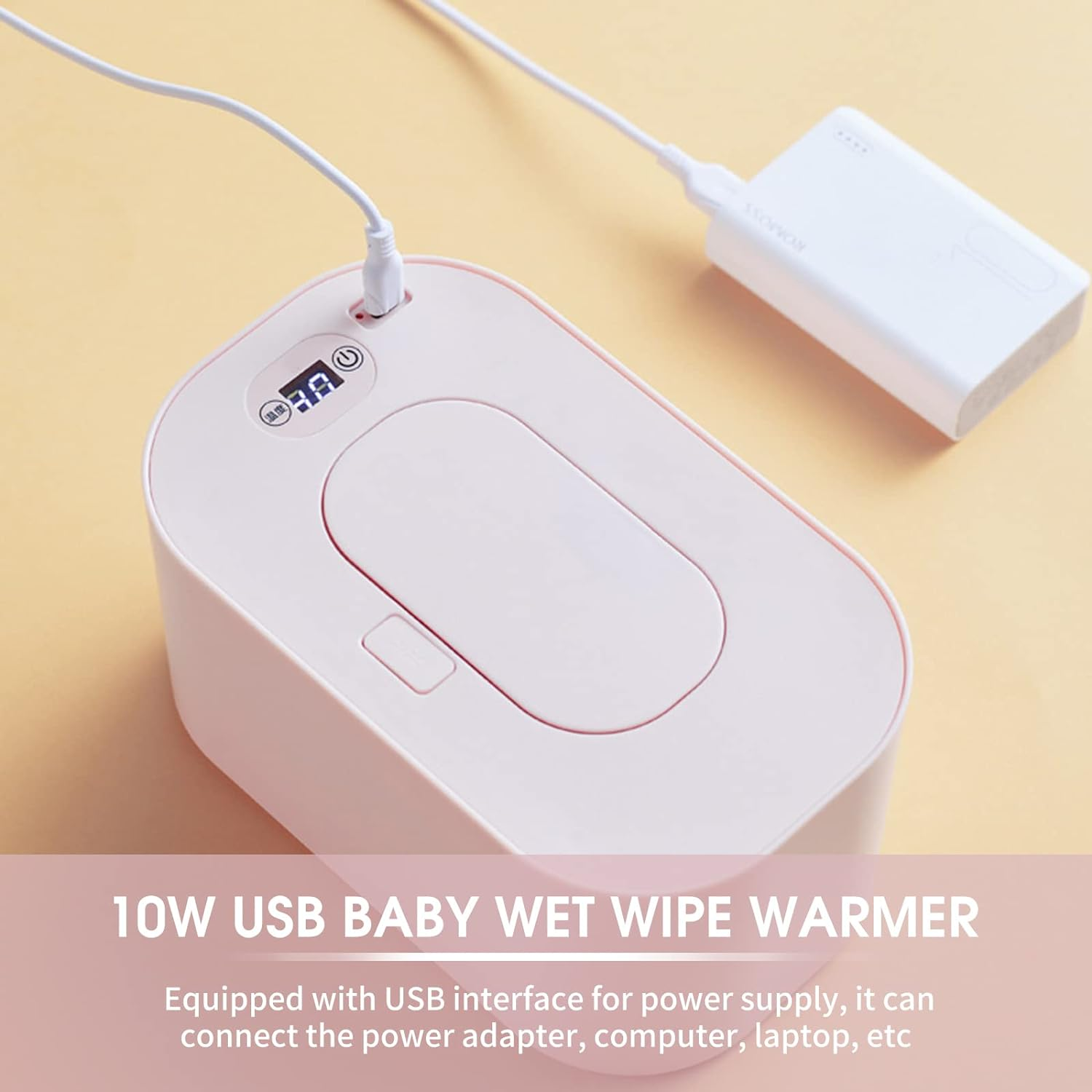 Staright USB Baby Wet Wipe Warmer 3 Temperature Modes Diaper Wipe Warmer 10W Constant Temperature Large Capacity Portable Baby Wet Wipe Warmer Dispenser for Home Car Travel image number 4