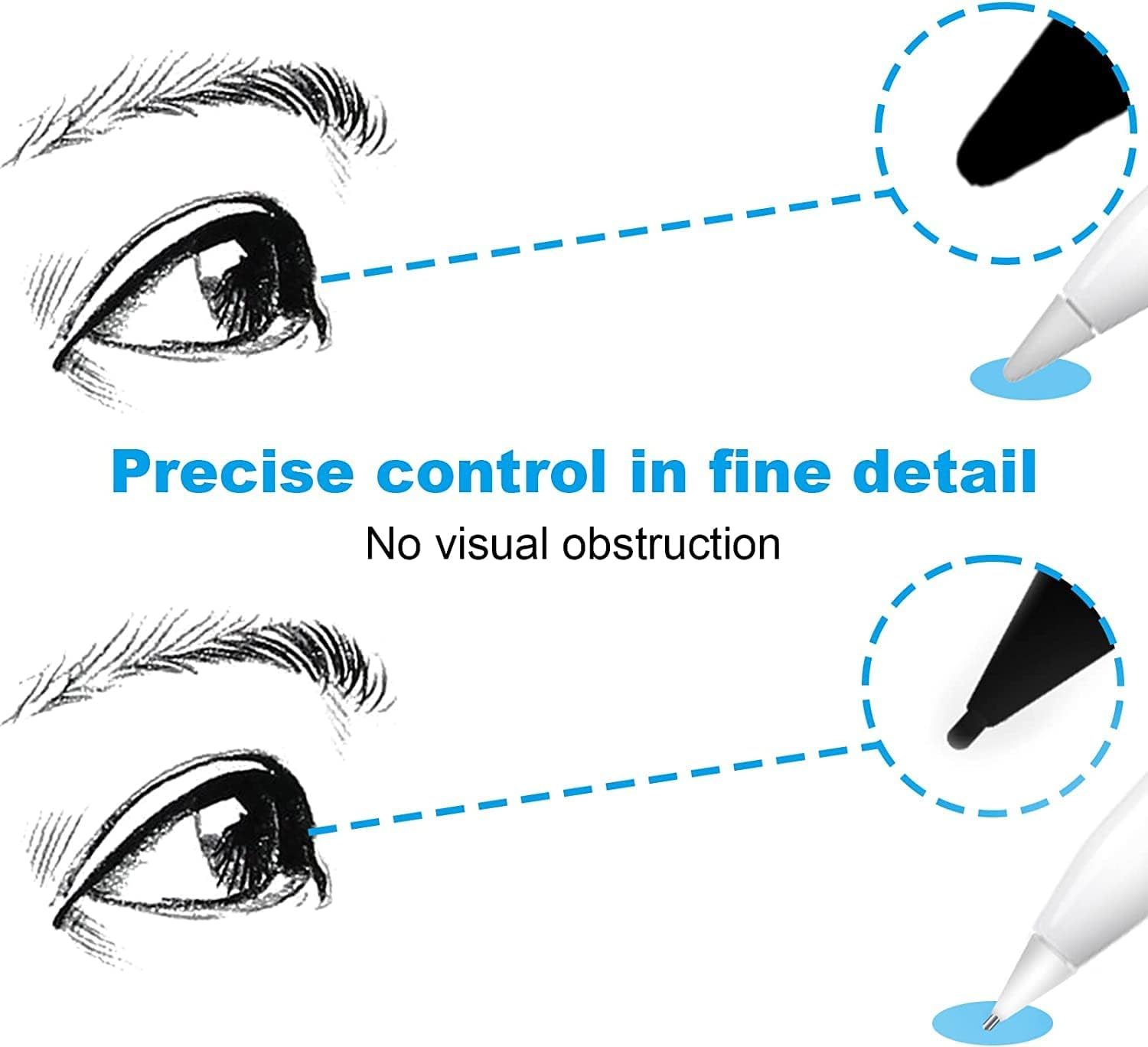 2PCS Upgraded Pencil Tips, KAPASKI Precision Control Tips for Apple Pencil 1St/2Nd Gen, Fine Point Replacement Nibs, White image number 6