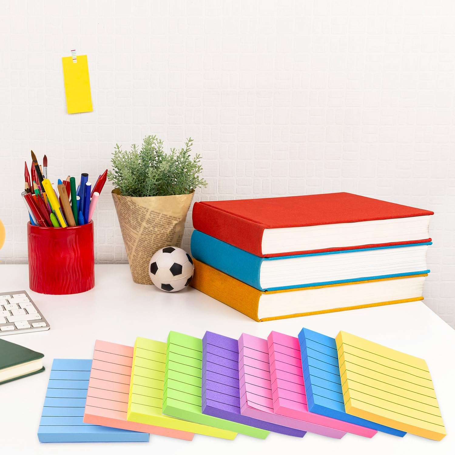 9 Pack Lined Sticky Notes 3X3 in Bright Colors Self-Stick Note Pads with Line, 9 Colors Bulk Sticky Memo Pad for School, Office, Meeting image number 6