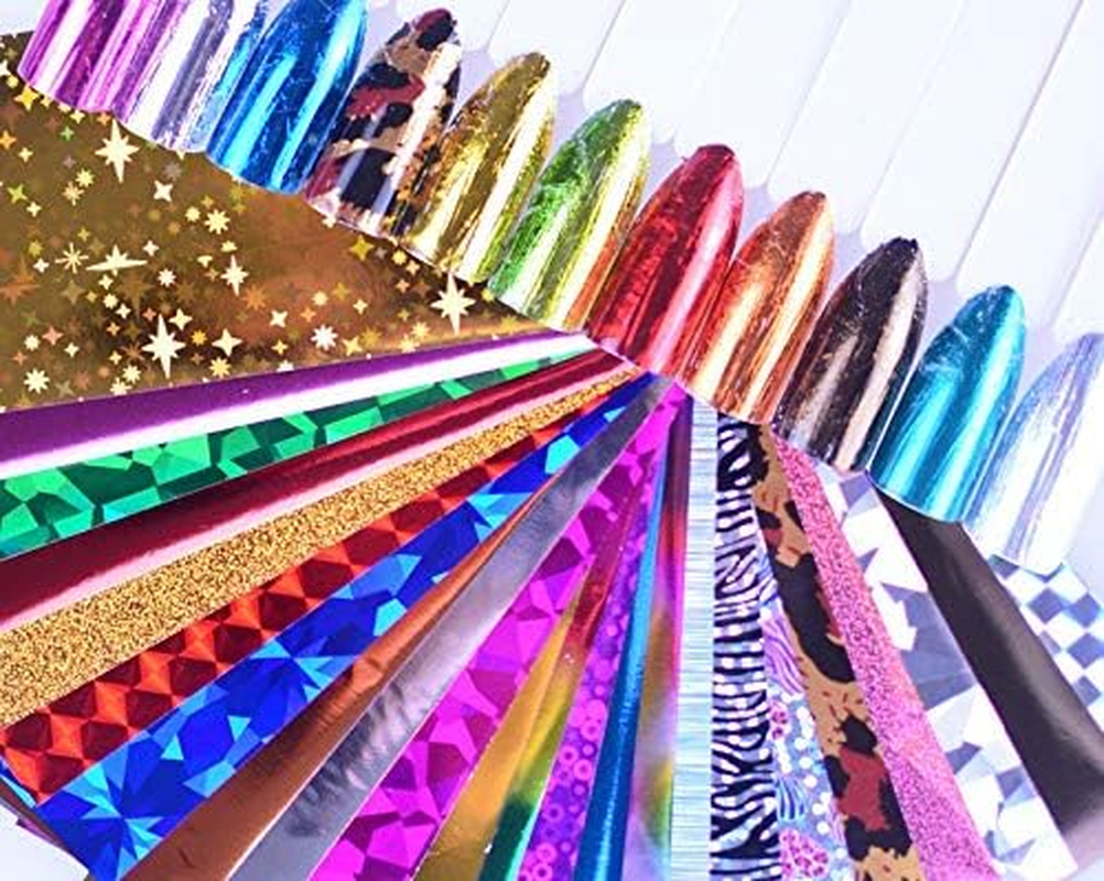 24Pcs/Set Glitter Nail Stickers Set Transfer Foil Nail Art Sticker Decoration DIY Nail Decals 40X100Mm Zhengpingpai image number 2