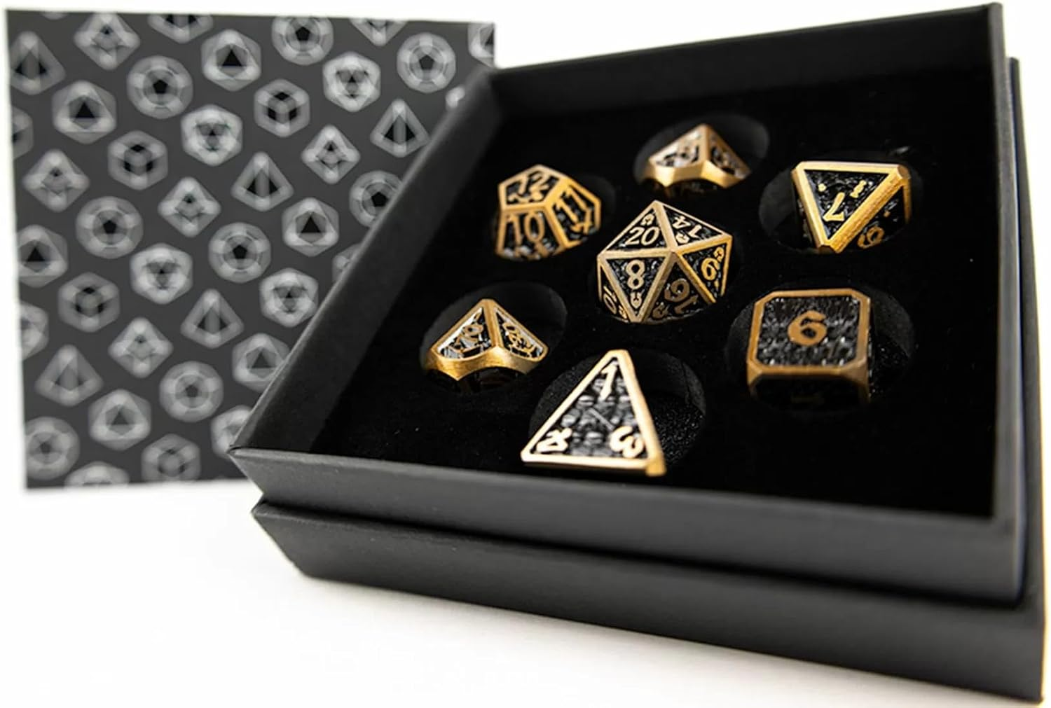 LPG Dice Set - Metal RPG Draco Dark Black/Gold image number 5