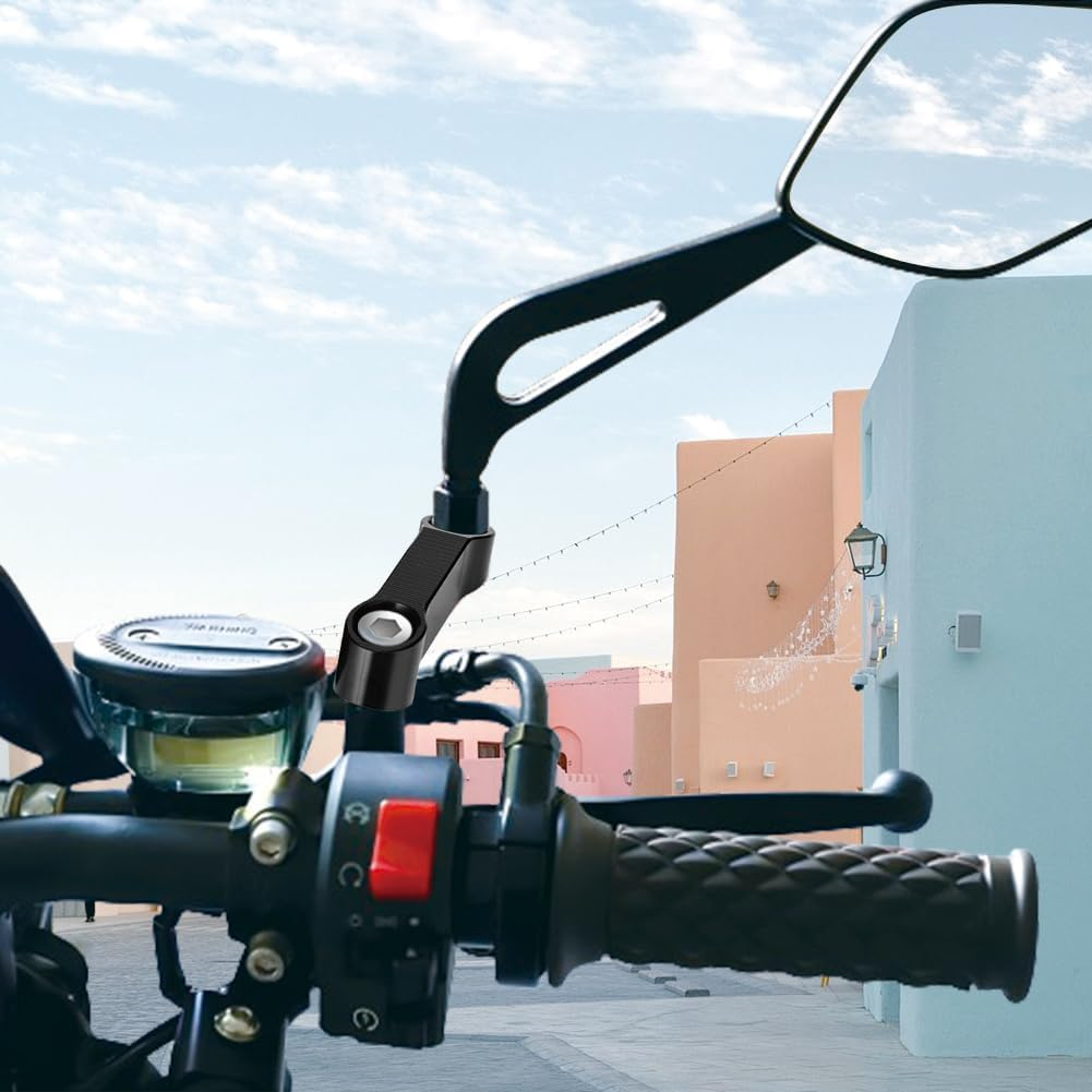 Joyzan Motorcycle Mirror Mount Riser Extender Adapter, Motorbikes Mirror Handlebar Mounts Risers Extenders Adapter M10 M8 Rearview Stem Mirrors Adapters Kit with Screw Gasket Universal for Motorcycles image number 1