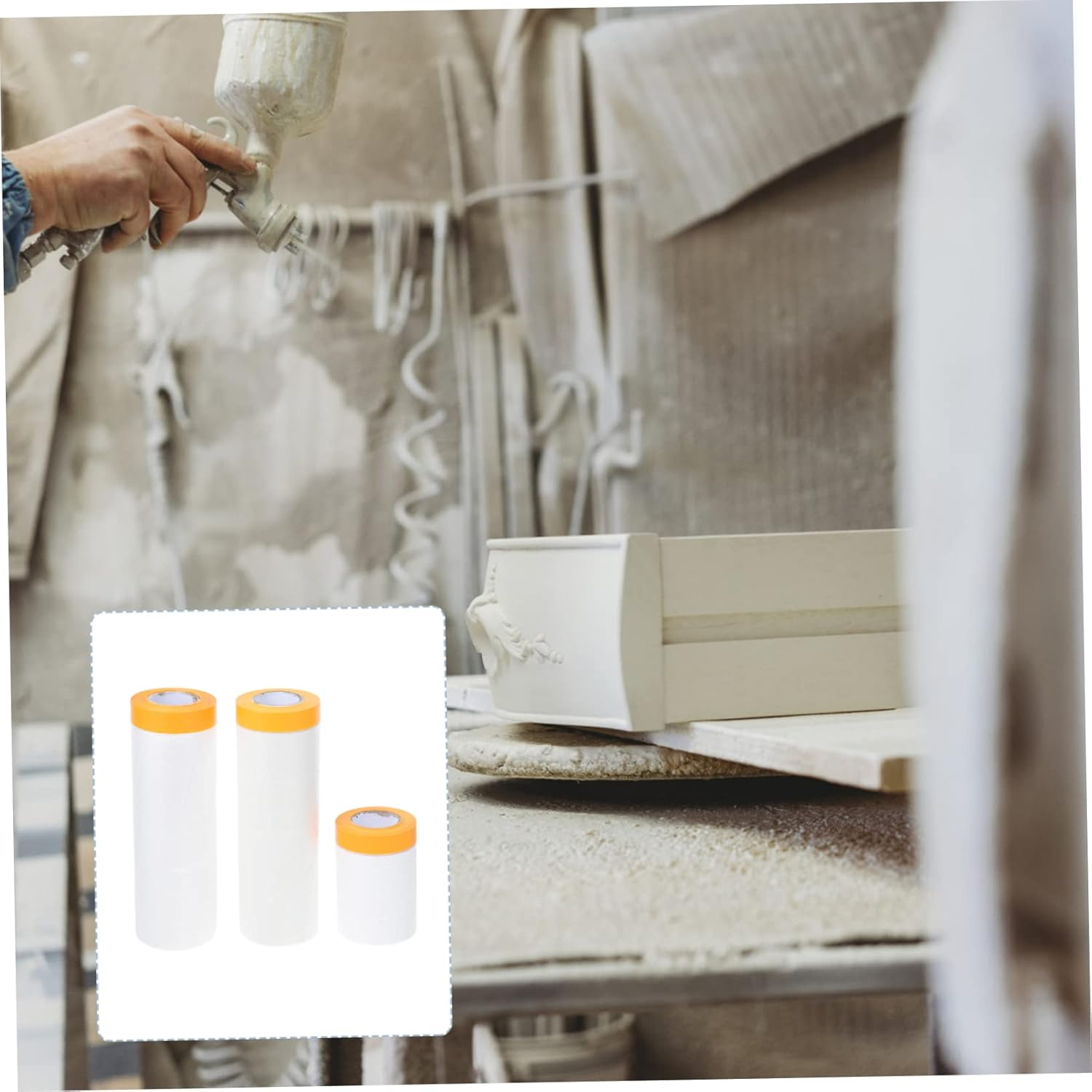 ARTIBETTER 3Rolls Masking Paper for Auto Body Painting Meters for Car Spraying and Furniture Protection image number 5