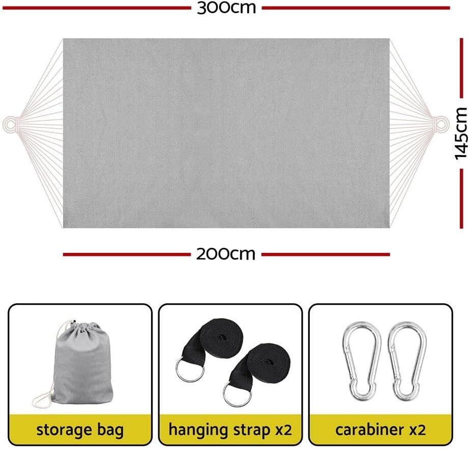 Gardeon Hammock Bed W/Travel Bag Outdoor Lounge Hanging Chair Portable Grey image number 4