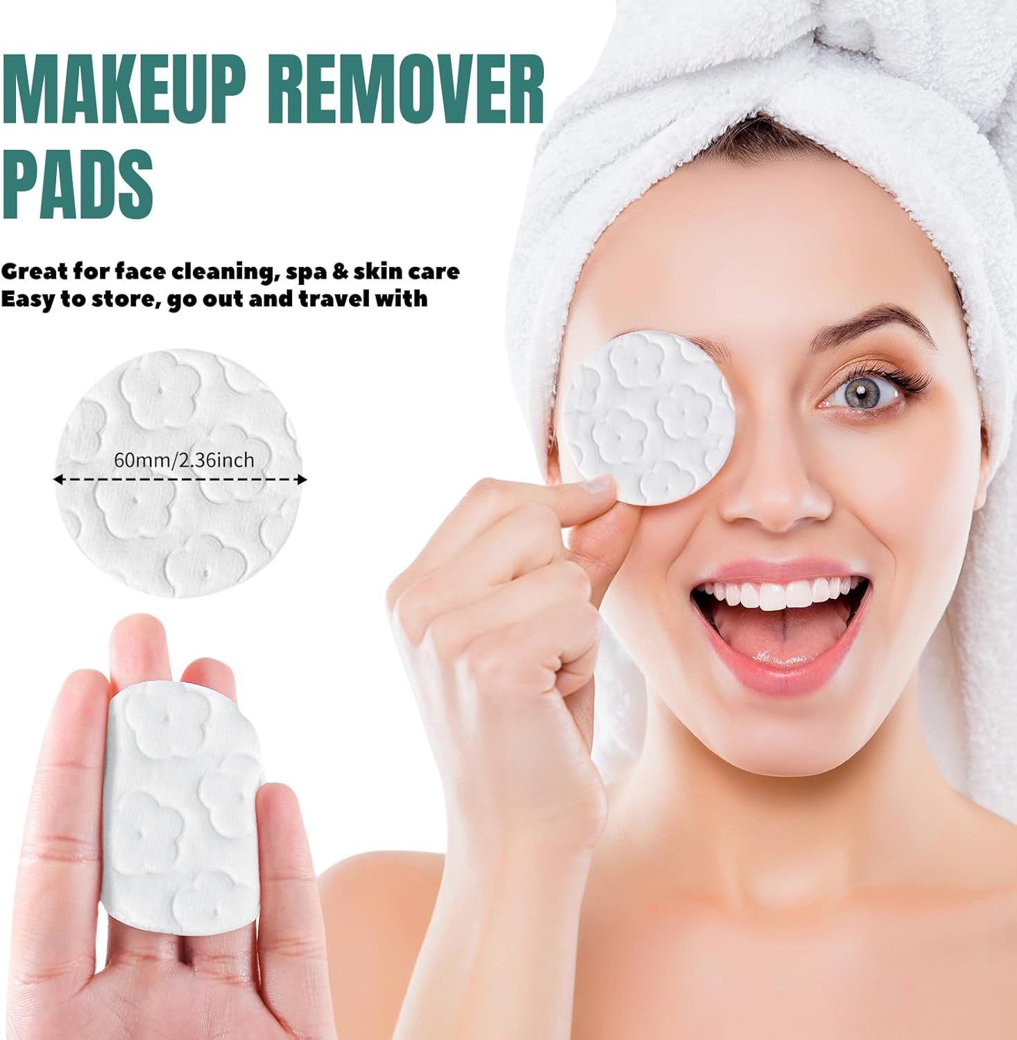300 Count Premium Cotton Rounds, Makeup Remover Pads, Pure & Natural Facial Cleansing round Pads, Lint-Free, 3 PACK image number 2