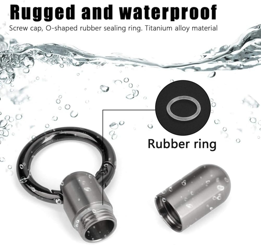 2PCS Waterproof Stainless Steel Pill Box Keychain - Container and Bottle Cache for Medication Storage image number 1