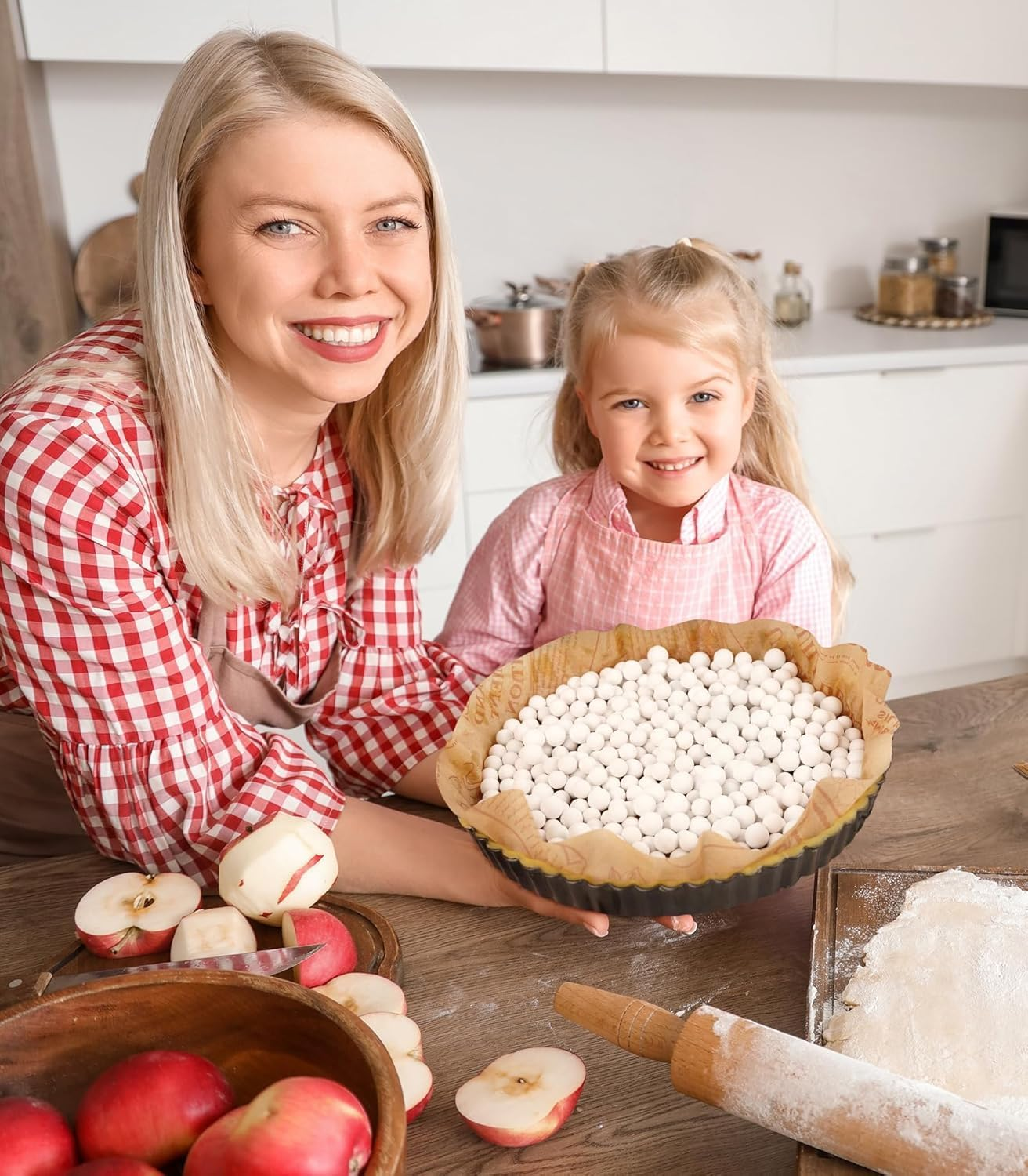 10Mm Ceramic Pie Weights with Cotton Bags, Reusable Pie Weights for Baking, Natural Ceramic Baking Beans 500G
