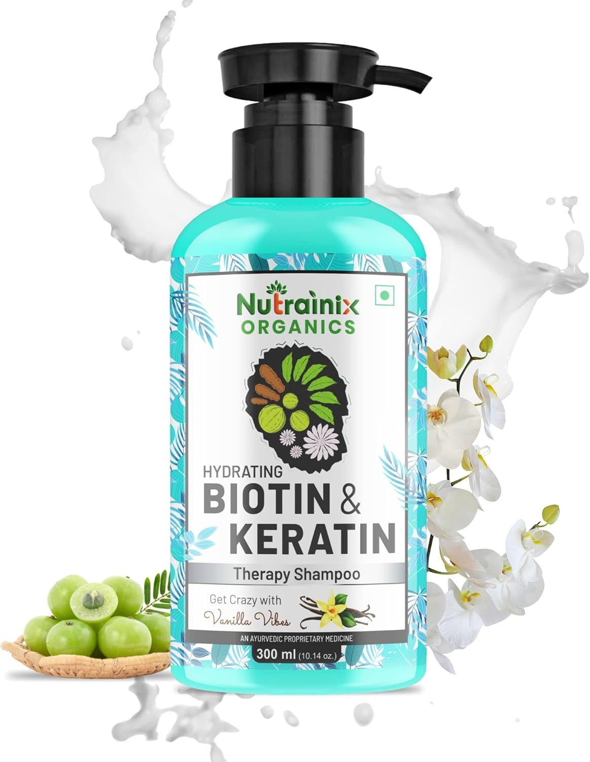 Nutrainix Organics Hydrating Biotin & Keratin Therapy Shampoo | Hair Growth Shampoo Reduce Hair Fall | Keratin Shampoo for Dry and Frizzy Hair | Hair Shampoo for Men and Women - 300 Ml image number 2