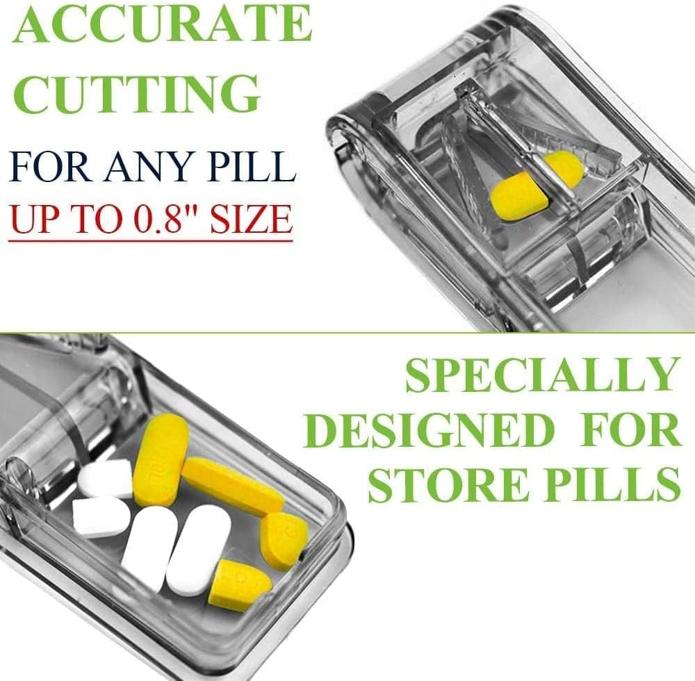 7 Day Pill Organizer Detachable, Weekly Pill Case for Pills Vitamin Fish Oil Supplements, with Pill Cutter, the Splitter Double as a Pill Case