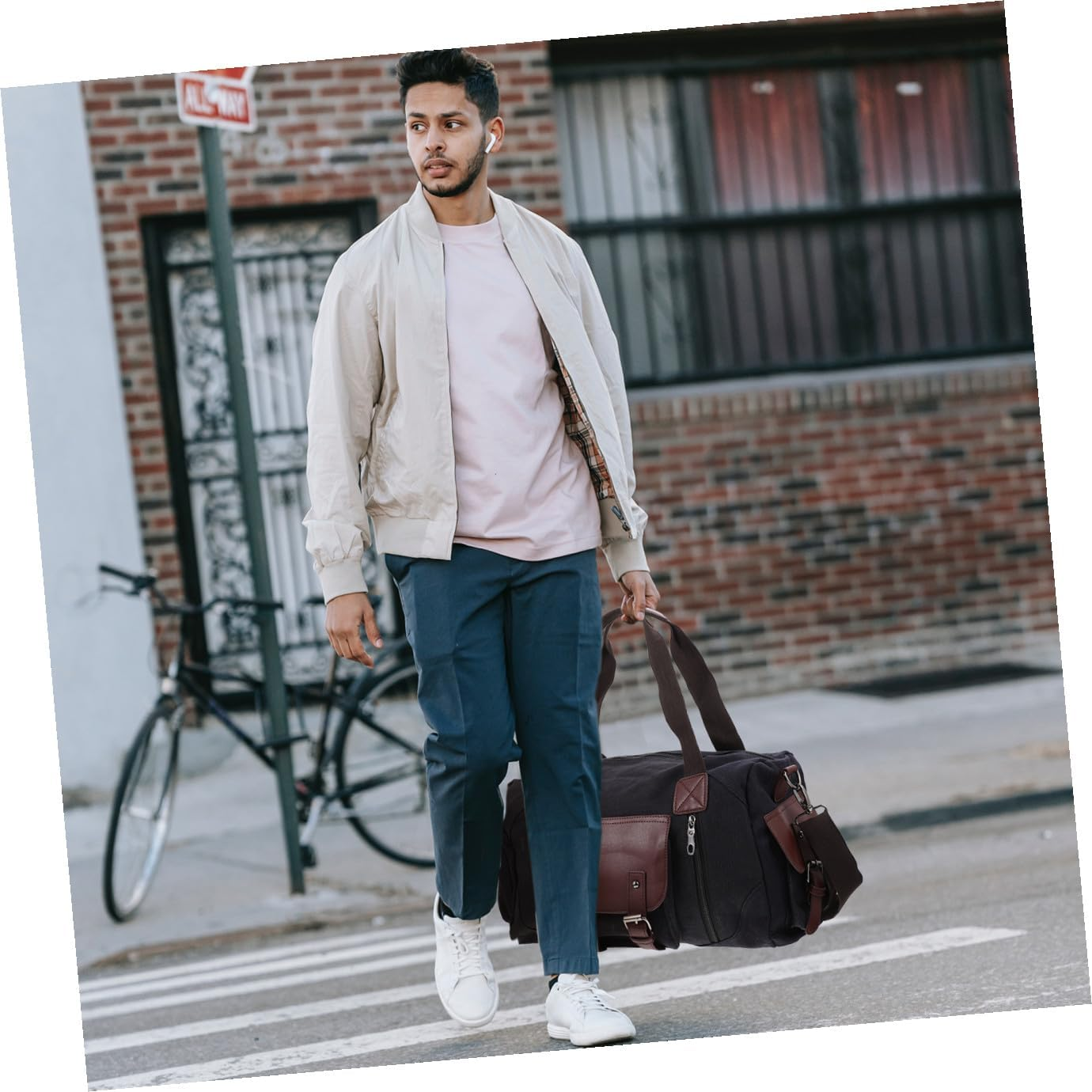 VALICLUD Large Capacity Canvas Travel Bag Luggage Bag for Clothes Organizer Portable for Travel Luggage Gear image number 6