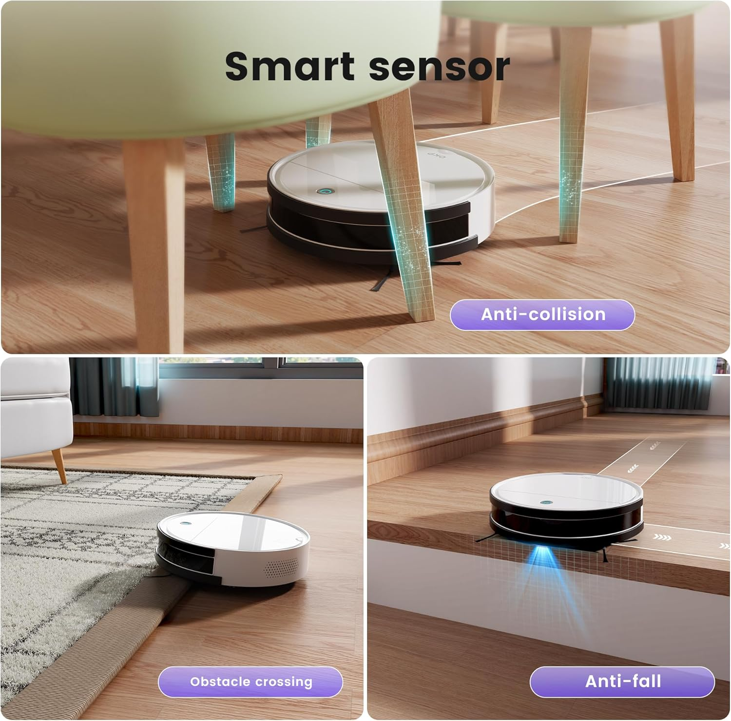 OKP K5 Robot Vacuum Cleaner with Freemove 3.0 Navigation, 2500Pa Strong Suction, Wi-Fi/Alexa App Control, 120 Mins Runtime, Auto-Charging, Ultra-Thin & Quiet, for Hard Floors Carpets Pet Hair, White