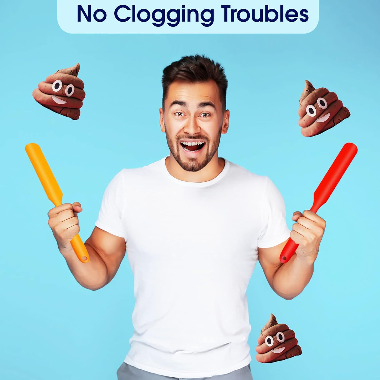 Hosrnovo Poop Knife, (2 Pack) Silicone Spatula Poo Knife for Toilet Block, Prank Funny Gag Gift for Christmas and Kids