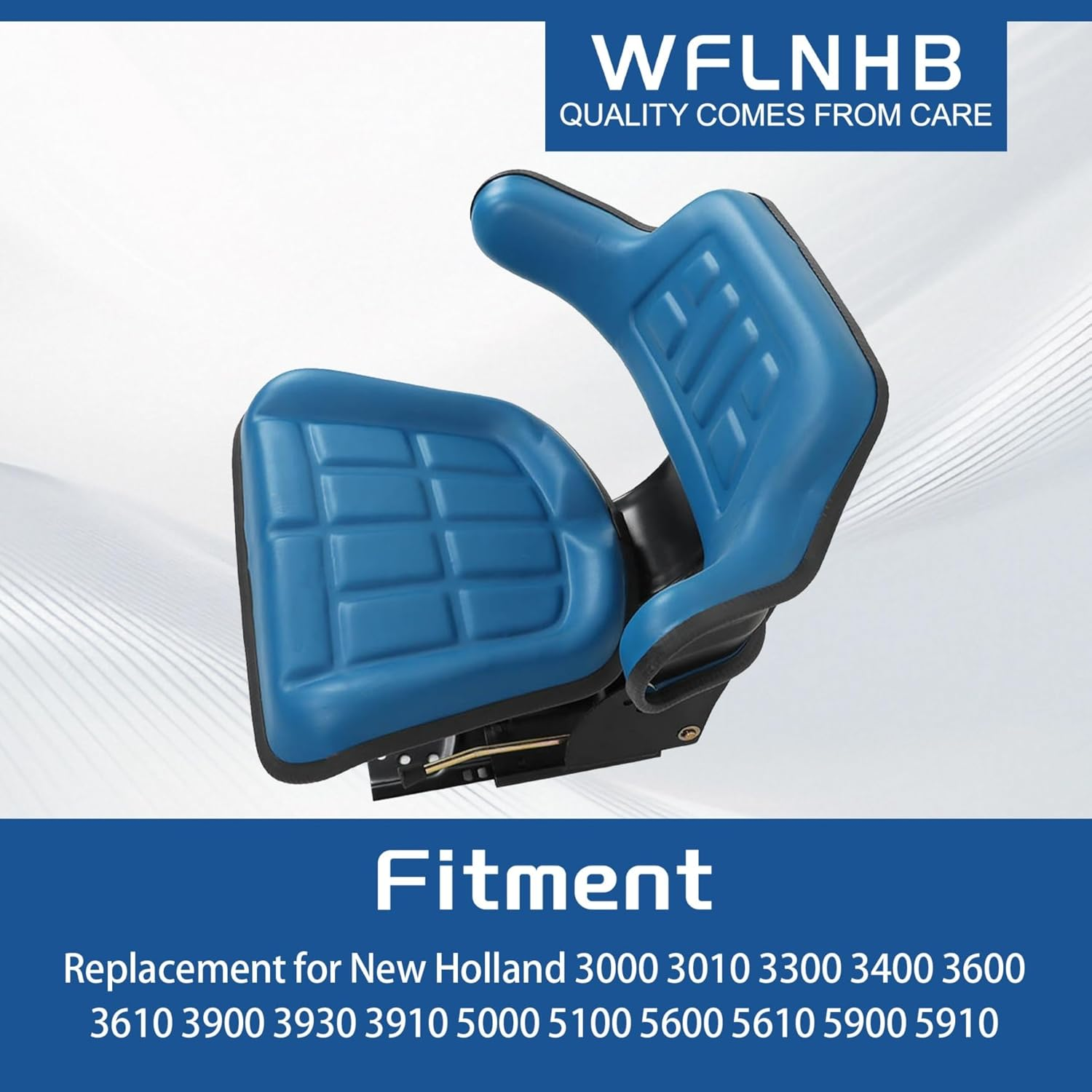 WFLNHB Blue Adjustable Tractor Suspension Seat with Tilt Wrap-Around Style Replacement for New Holland 3000 3010 3300 3400 3600 3610 3900 3930 3910 5000 5100 5600 5610 5900 5910 image number 3