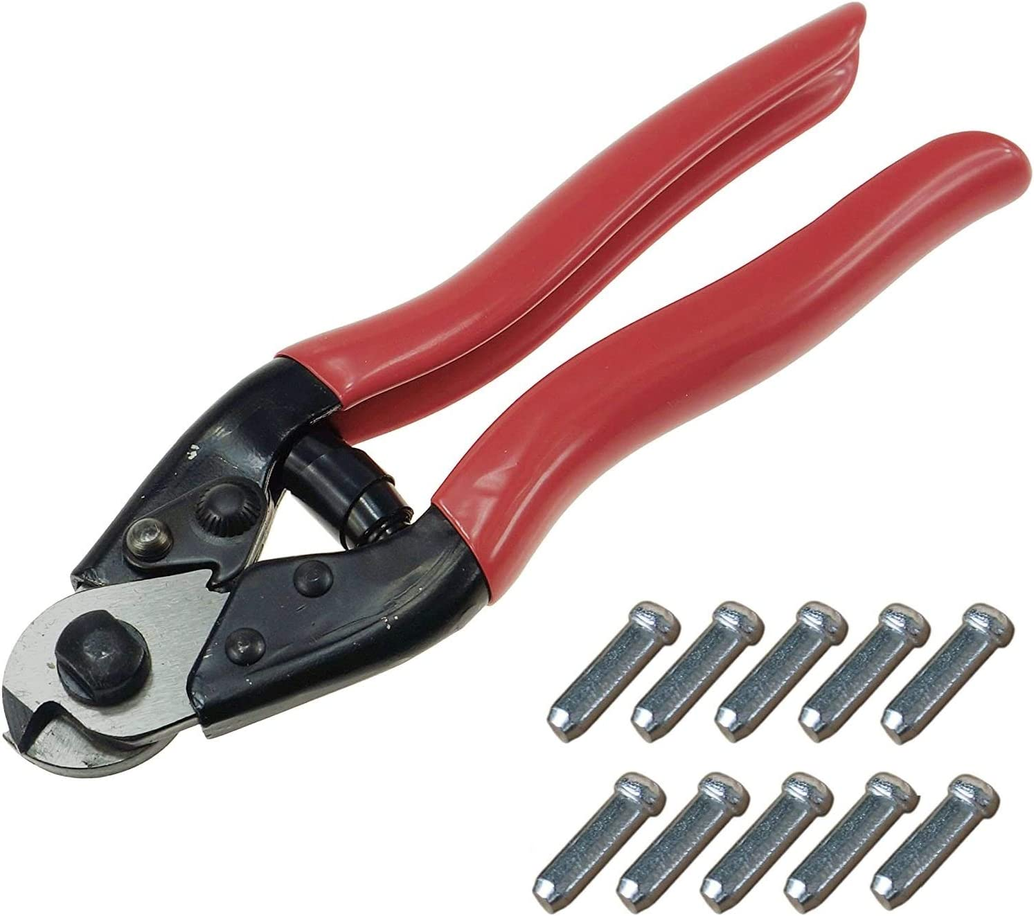 Steel Cable Cutter for Wire Rope - Cutter for Cable Railing,Up to 5/32" Copper Cable Cutter with 10Pcs Bike Brake Cable Cap End Tips image number 2
