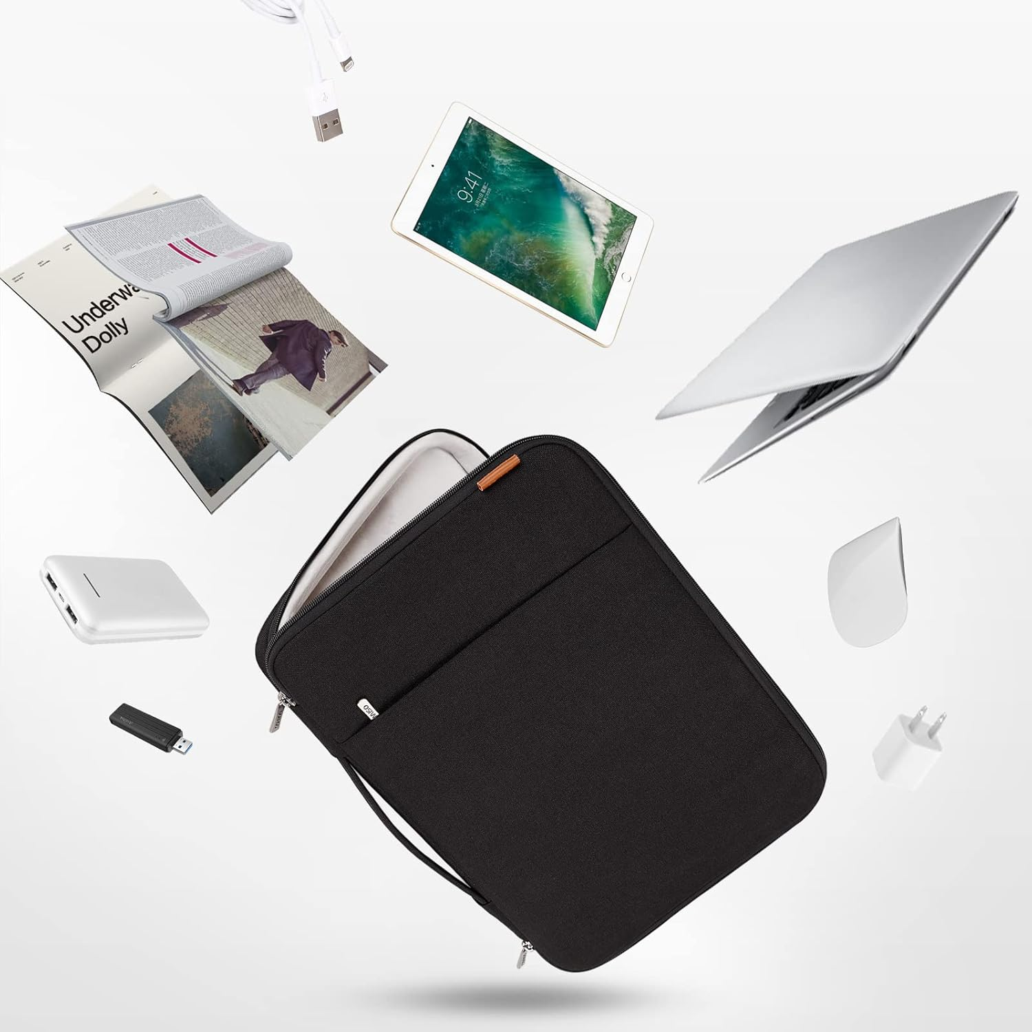 DOMISO 16 Inch Laptop Sleeve Case Water Resistant Shockproof Protective Computer Bag for 16" Dell/Hp Pavilion Envy/Thinkpad Ideapad/Asus Vivobook,Black image number 4