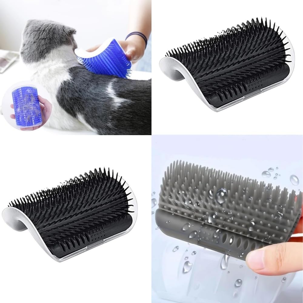 Changyeah Pack of 4 Soft Cat Brush, Massage Corner Cat Pet, Wall Corner Cat Brush, Cat Toy with Catnip, Massage Corner for Cats, for Massaging Fur Removal (Black) image number 3