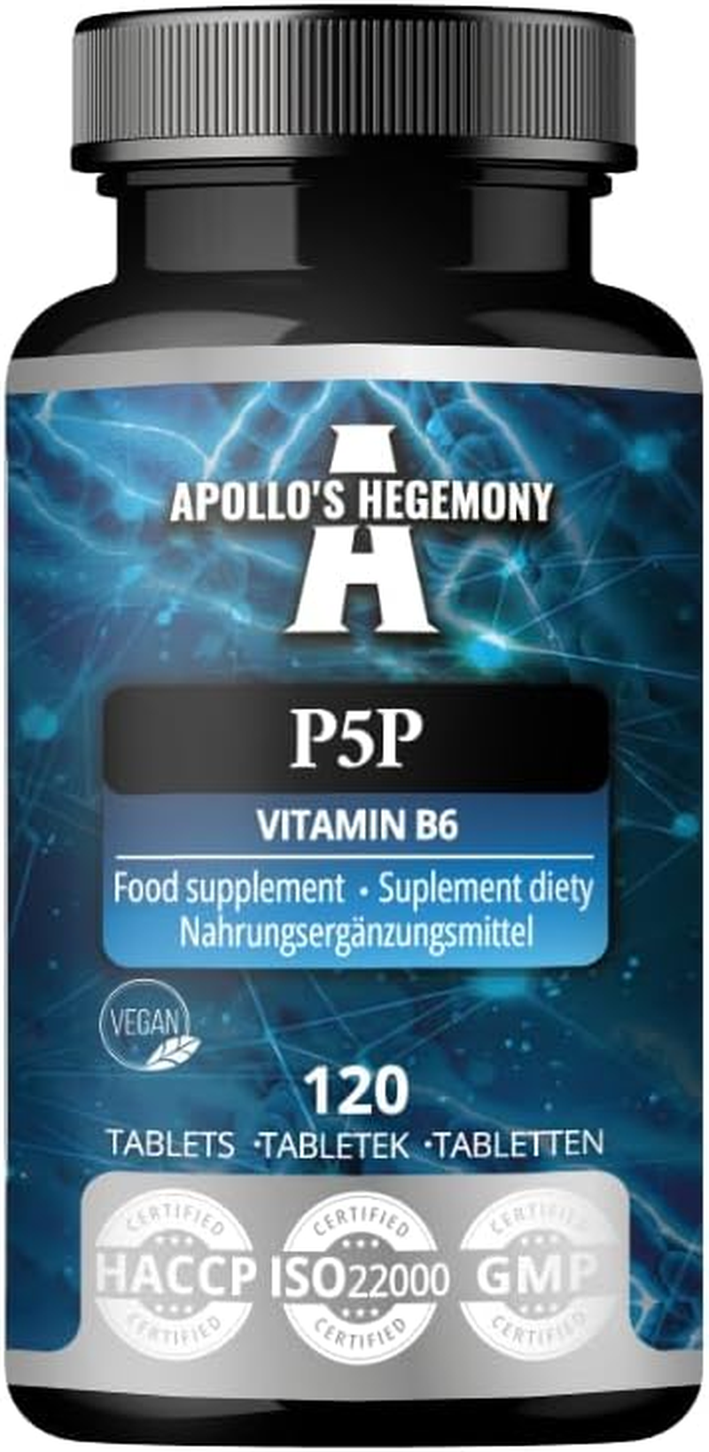 Pyridoxal-5-Phosphate (P-5-P) 50 Mg per Tablet - 120 Vegan Tablets - Supply for 480 Servings - Supports Nerve and Psychological Functions -Vitamin B6 Diet Supplement - by Apollo'S Hegemony image number 5