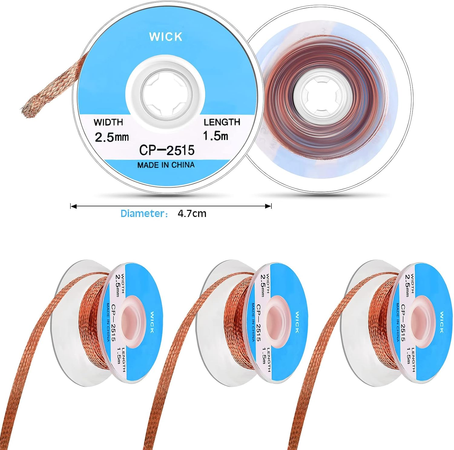 No Clean Soldering Pen and Solder Remover Wick, 0.1 Inch Wide and 59 Inch Long, Solder Braid Wick Liquid Flux for Electronics Welding Repair Tabbing Wire Maintenance image number 3