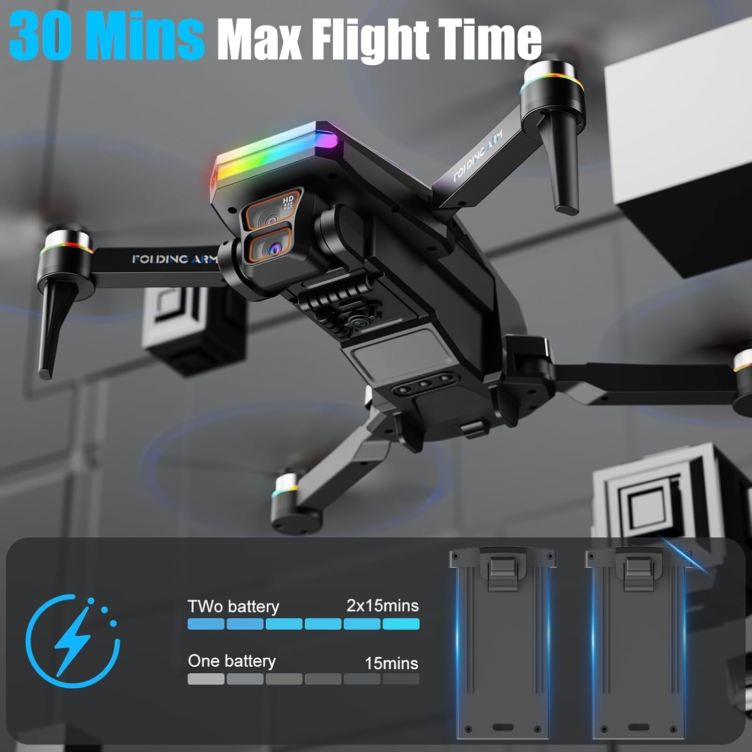 OBEST Drone with Camera 1080P Remote Control with 4.5 Inch Screen,Brushless Motor,90&deg; ESC Camera,Automatic Obstacle Avoidance,20 * 2 Minutes Flight Time Suitable for Kids and Adults,209G image number 6