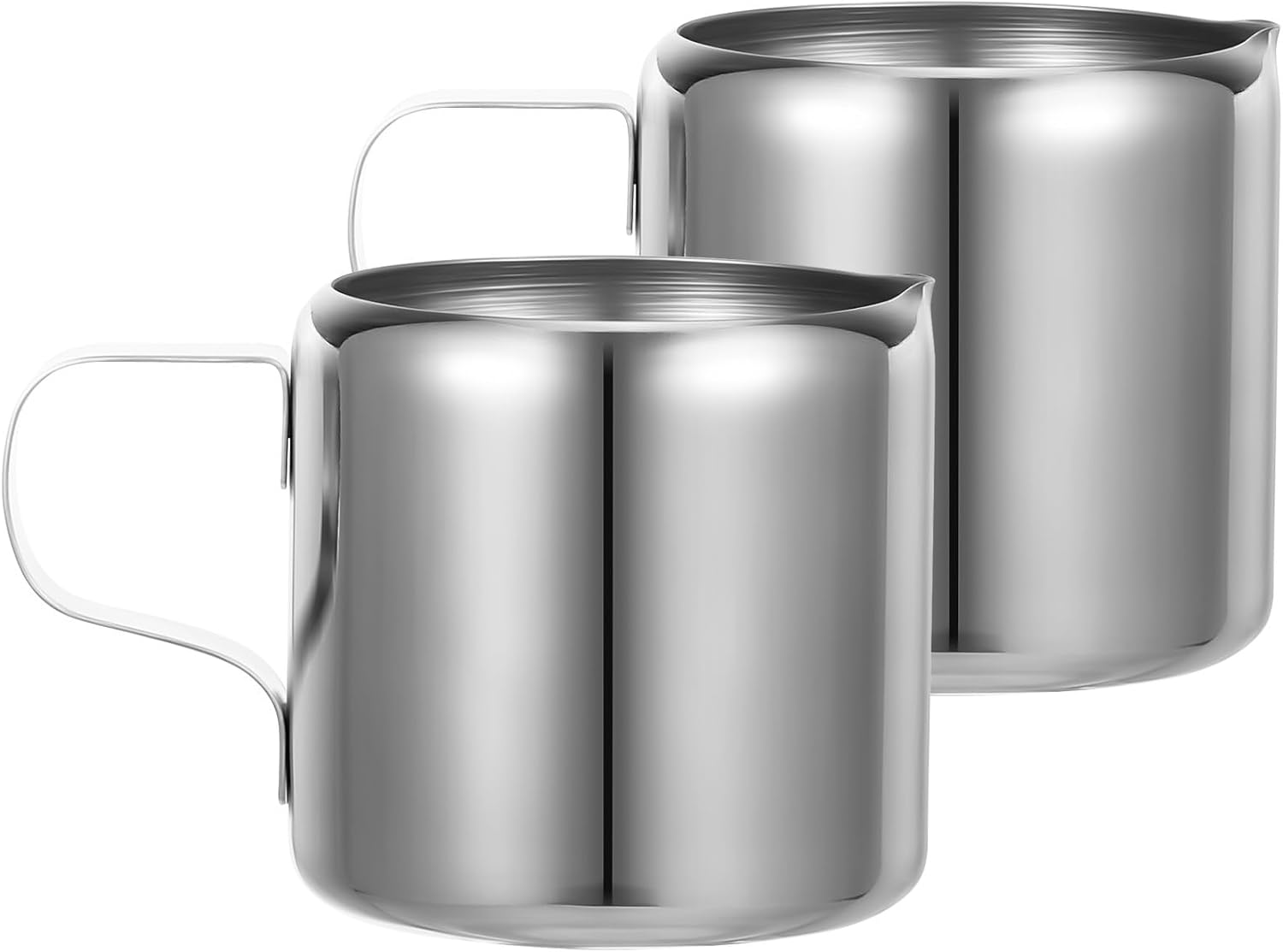 EXHUMKY 2Pcs Stainless Steel Milk Pitcher Cups 60Ml Foaming Jug Coffee Frothing Pitchers for Espresso Latte Art and Sauce Serving in Kitchen image number 1